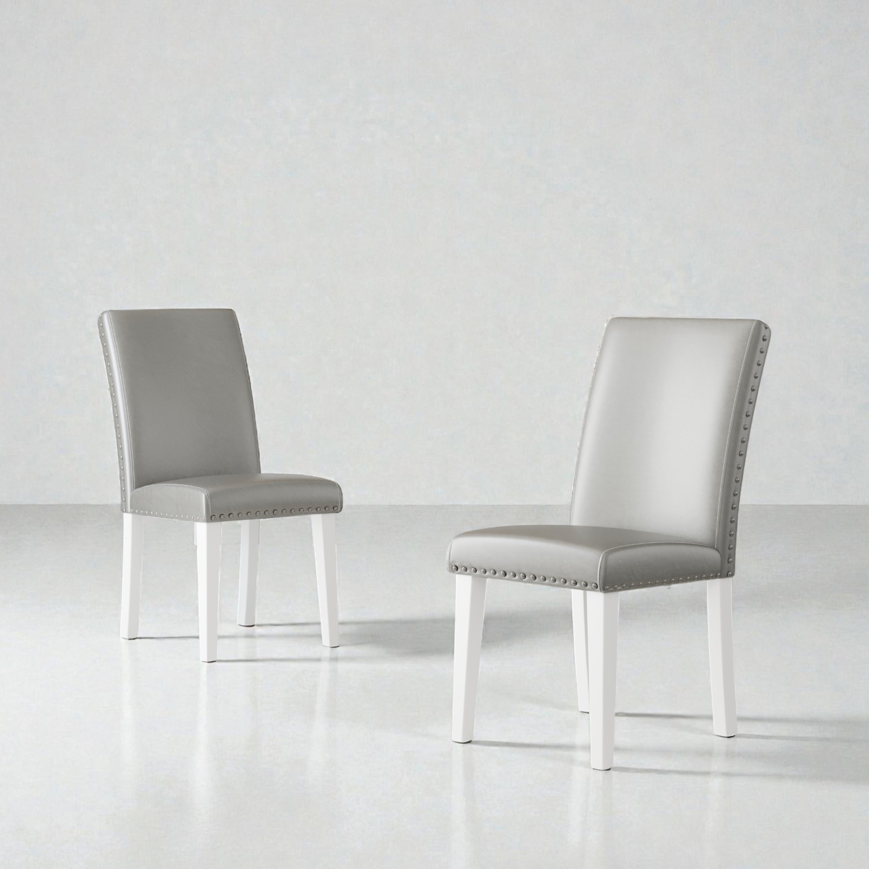 Upholstery Dining Chair Set - Silver and White