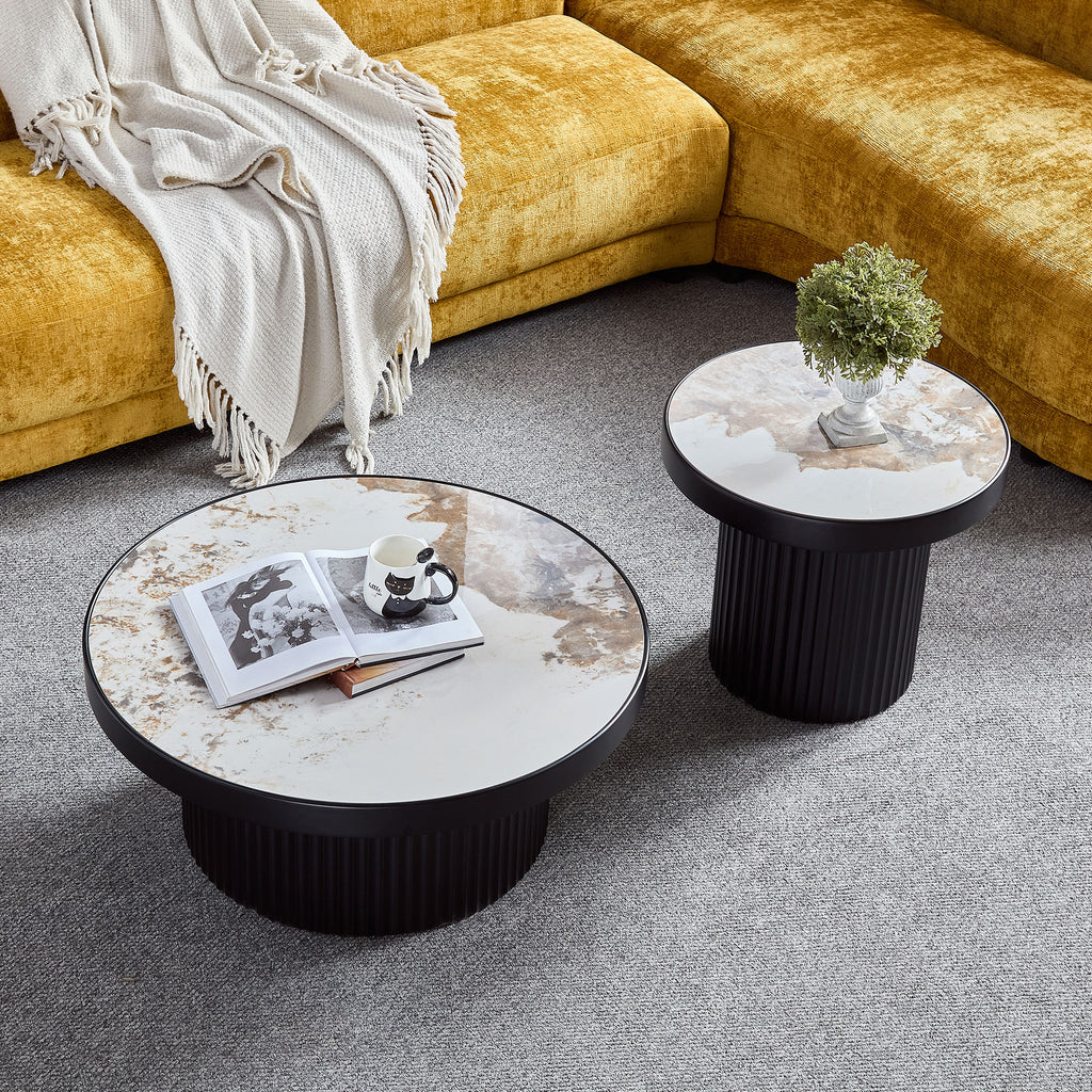 Set of 2 Coffee Tables with Sintered Stone Top