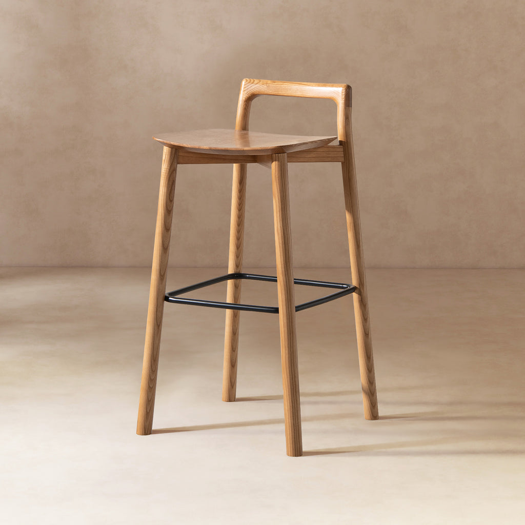 Sven 30" Modern Minimalist Low Back Wood Barstool