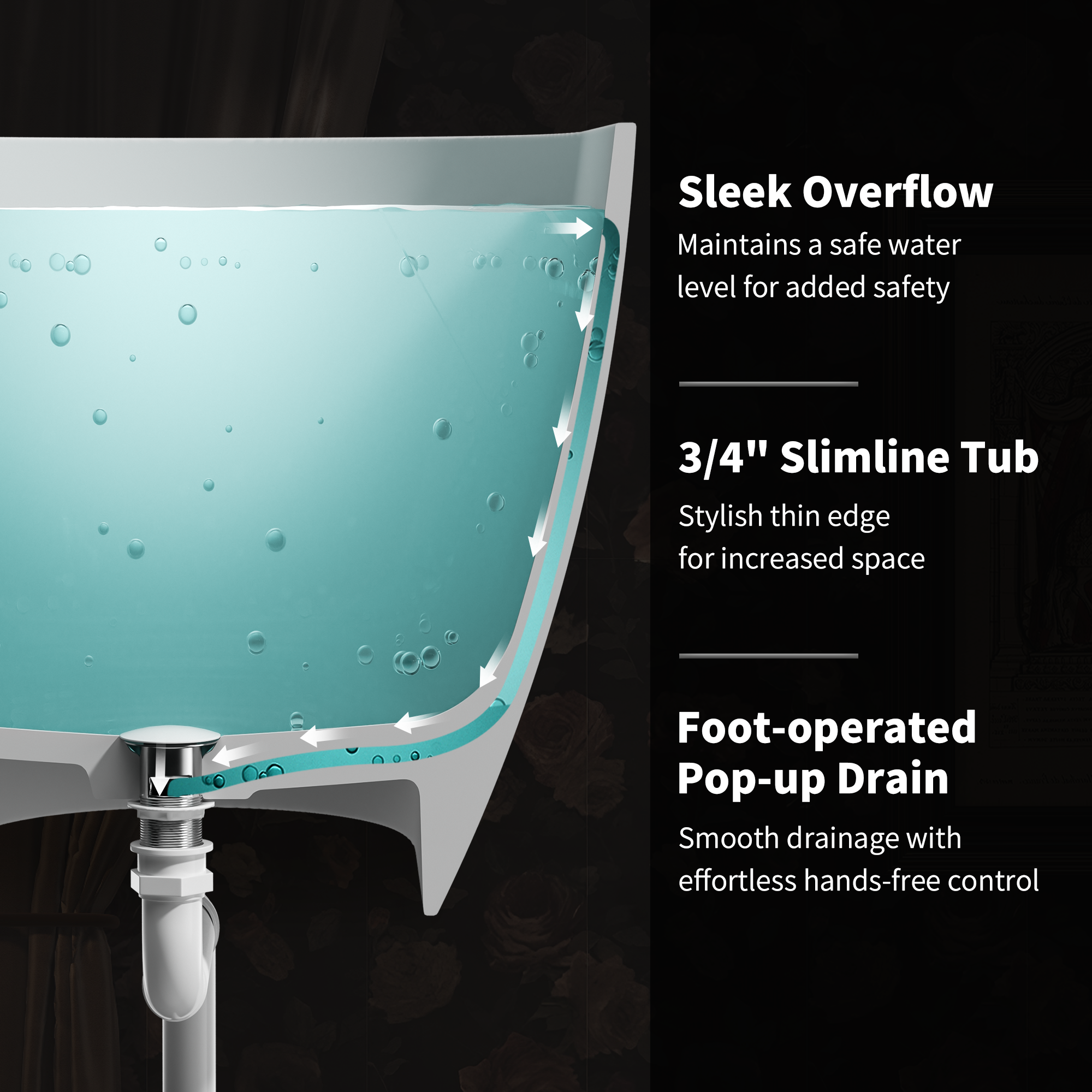 59" Freestanding Solid Surface Bathtub