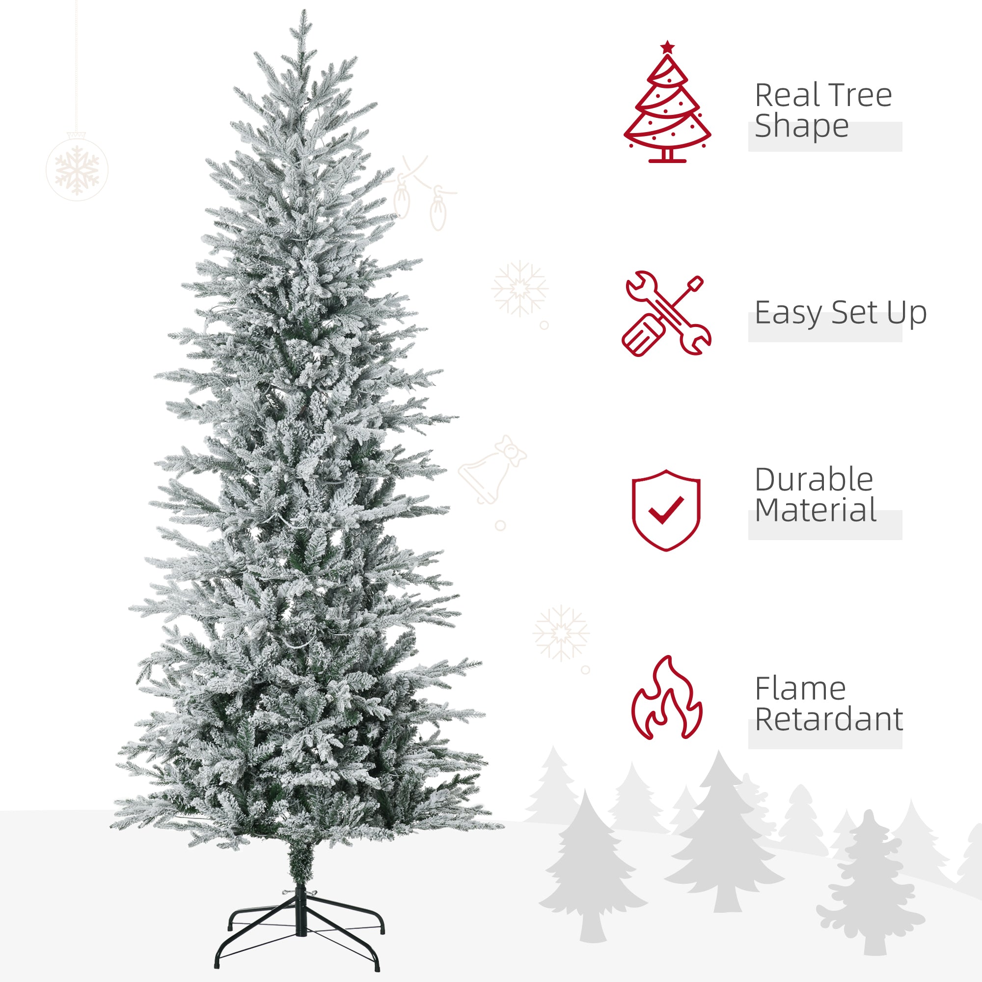 HOMCOM 7.5ft Tall Prelit Artificial Christmas Tree