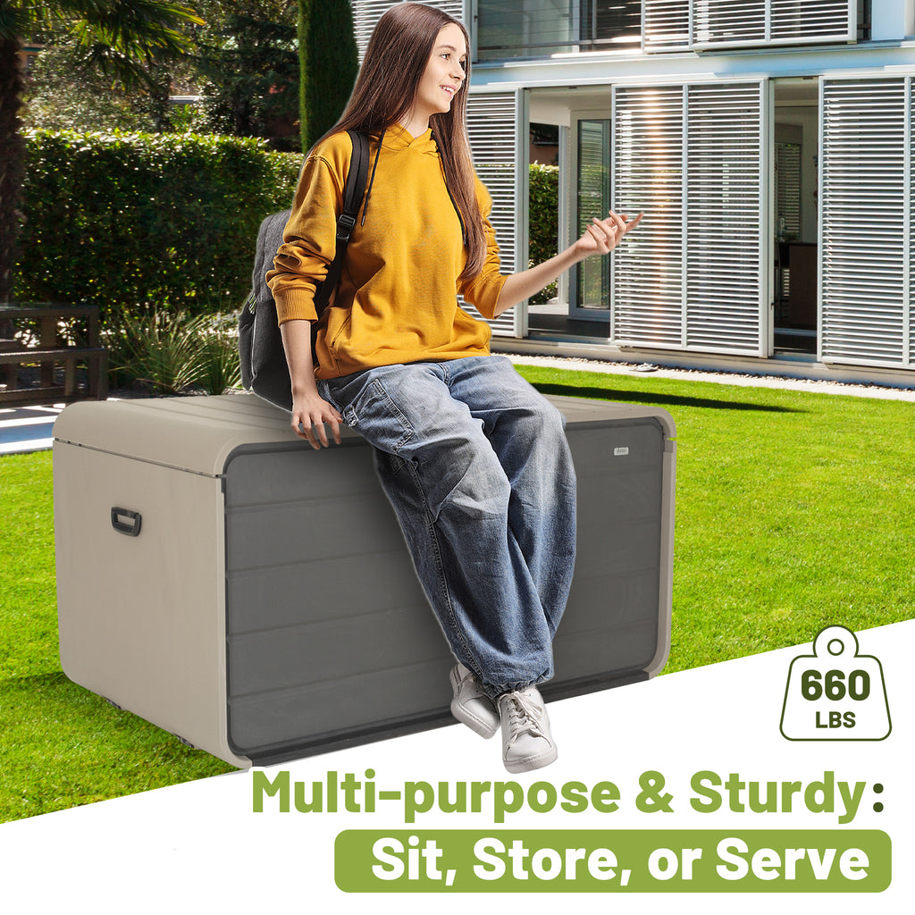 260 Gallon Plastic Deck Box Storage Solution