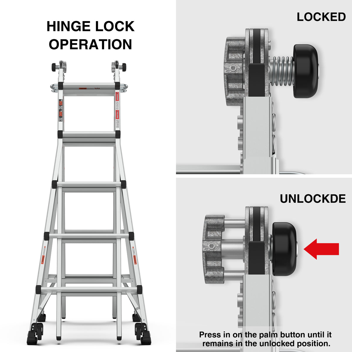 Aluminum Multi-Position Ladder with Wheels, 22 FT, 300 lbs Capacity