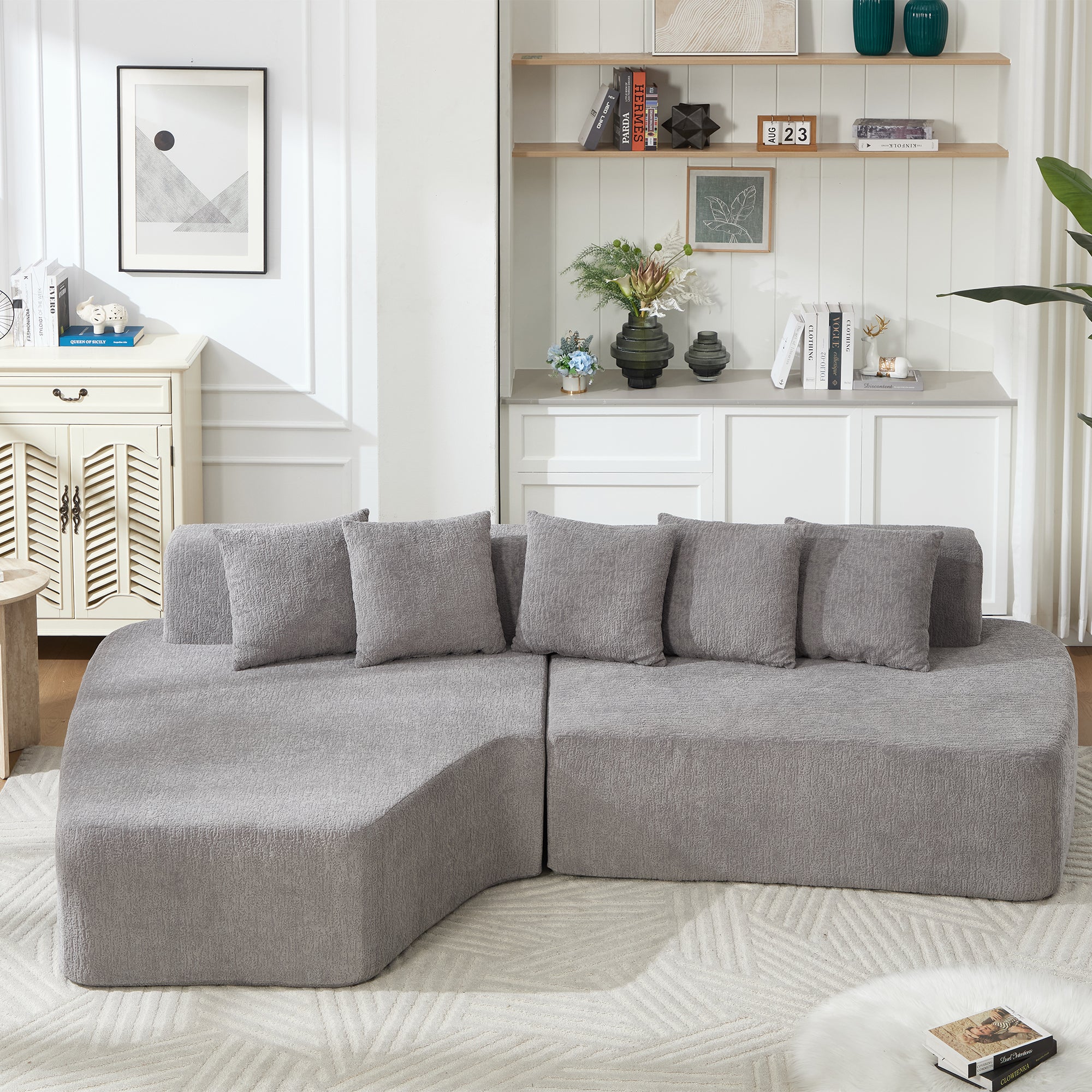 Compression Sectional Couch with Comfy Chaise
