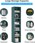 70.9" Blue 6-Tier Narrow Corner Cube Bookcase