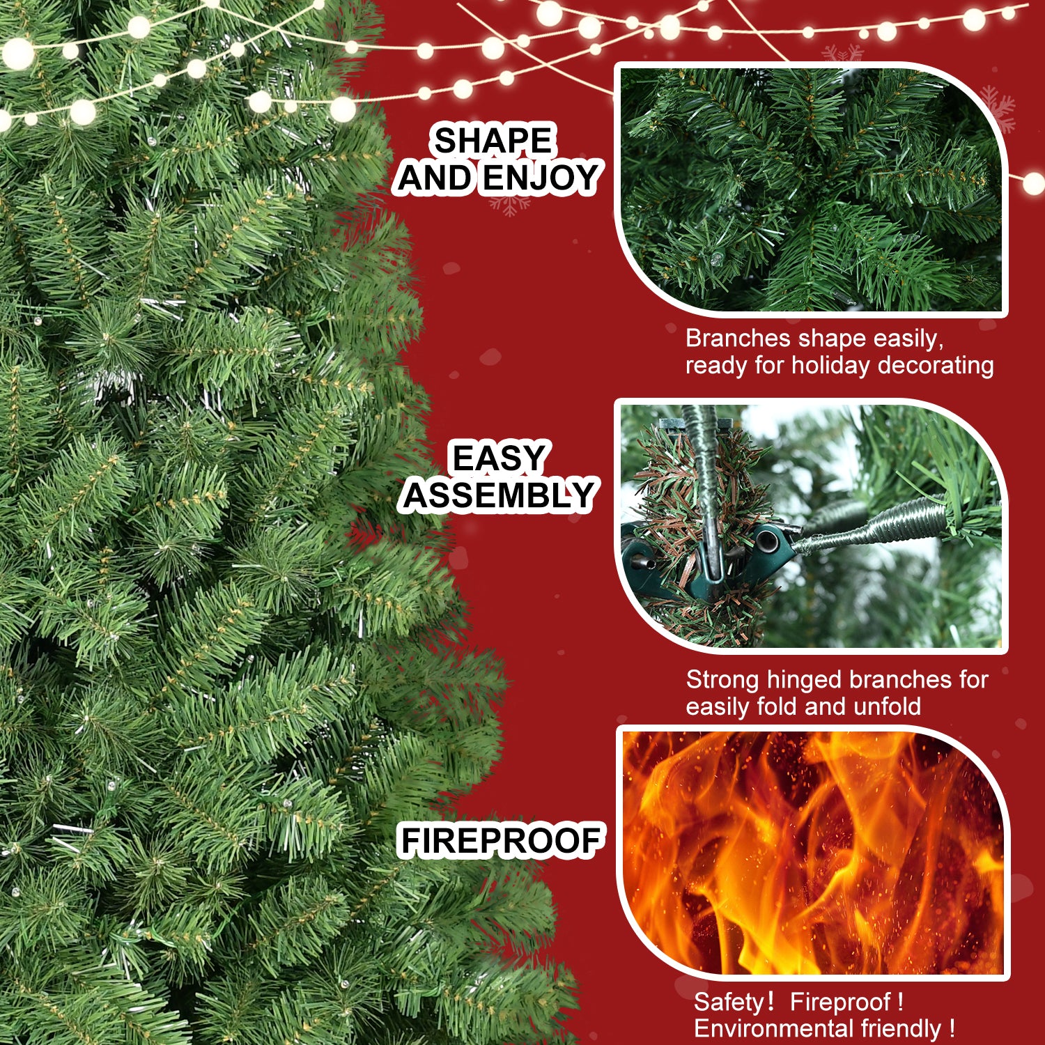 7.5ft Christmas Tree with Memory Wire, 1200 Tips