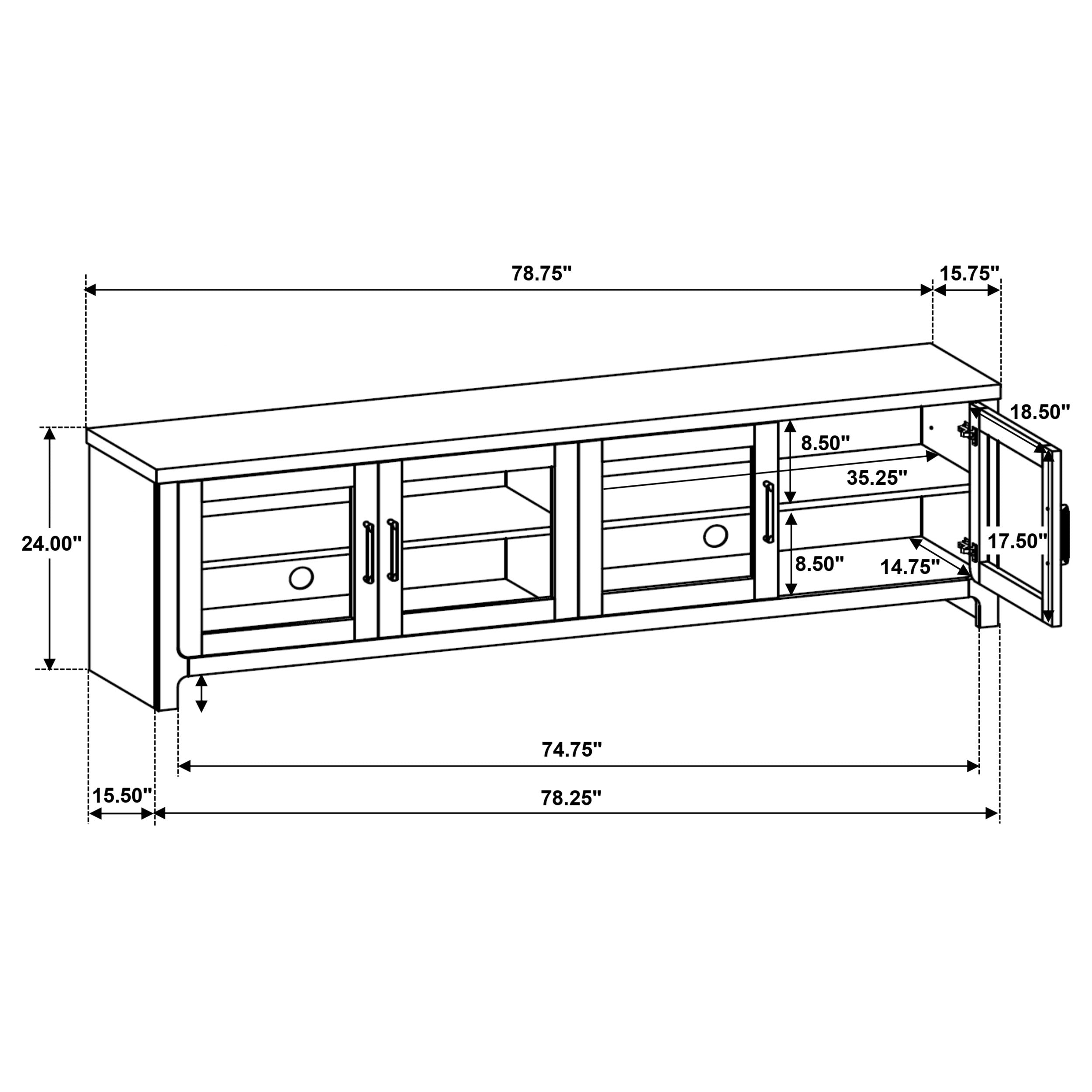 Brenham 79-inch 4-door TV Stand Media Console Washed Oak-