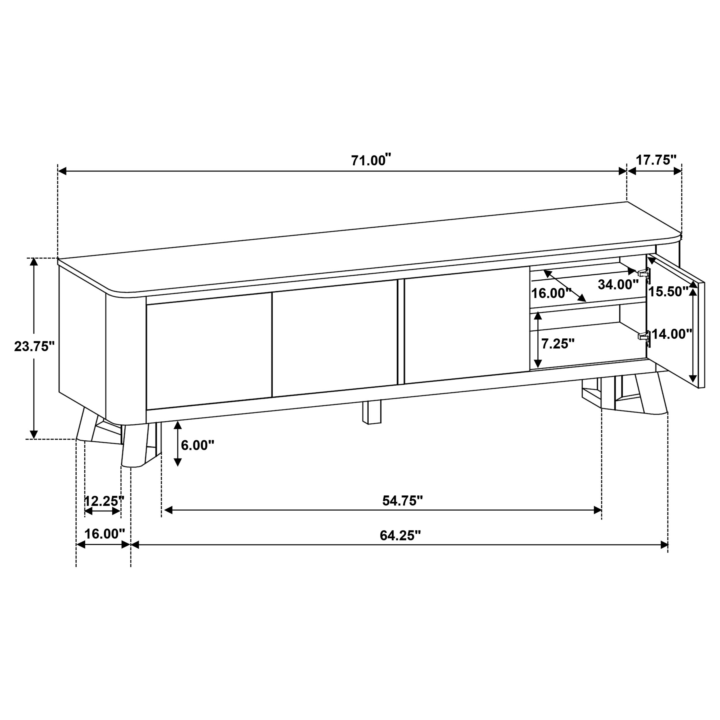 Trotter 71-inch 4-Door Wood TV Stand Media Console Brown-