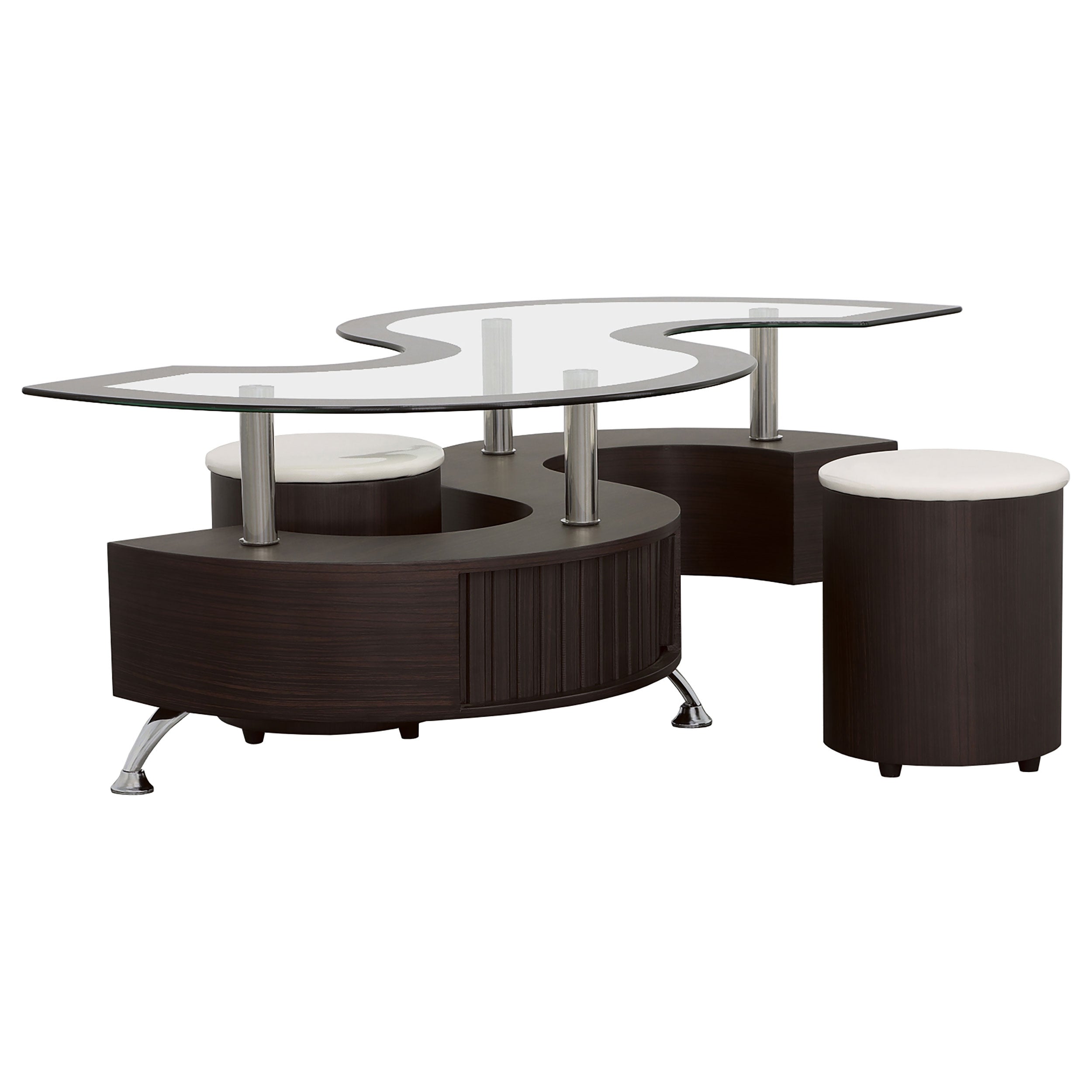 Buckley 3-piece Coffee Table and Stools Set Cappuccino-CoasterEssence