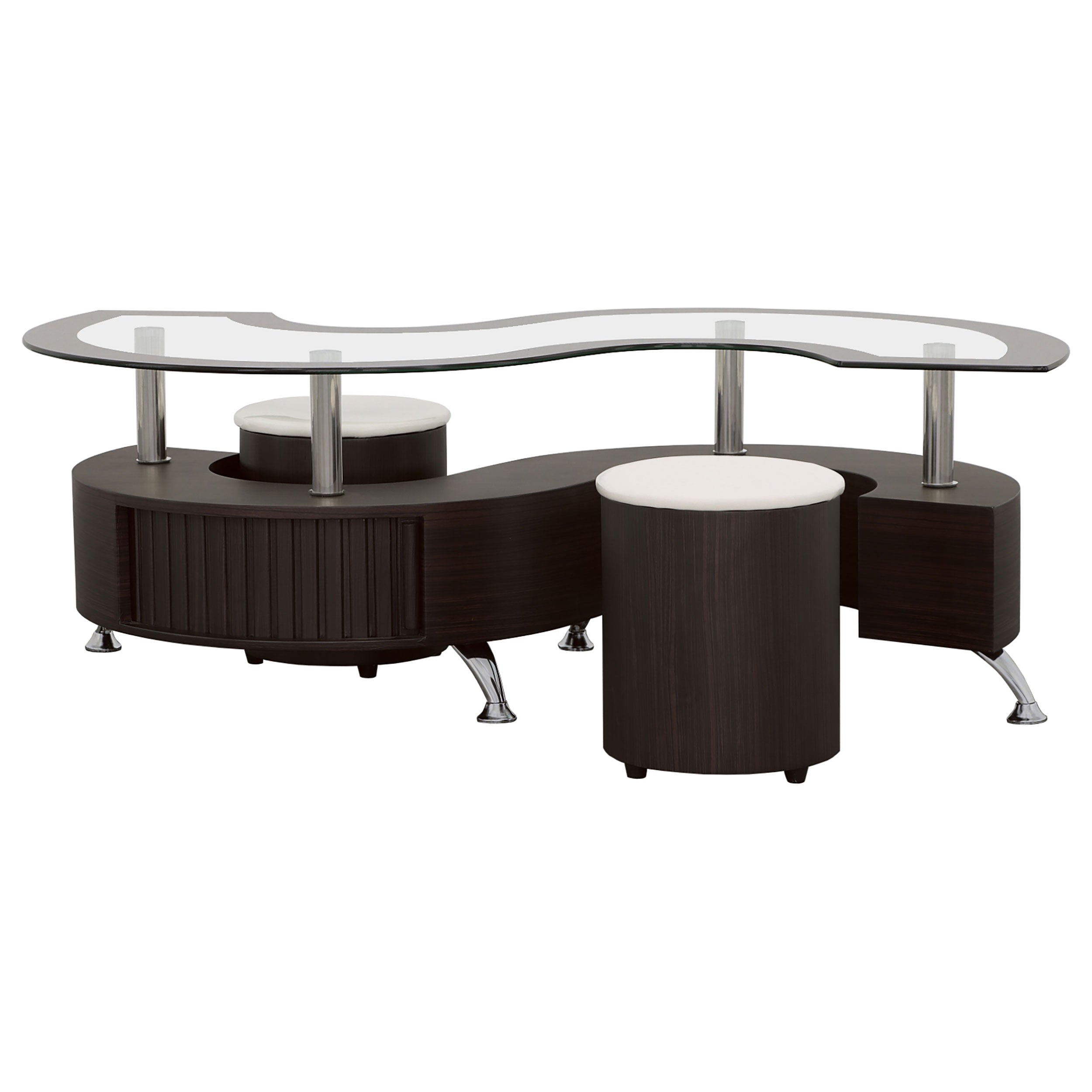 Buckley 3-piece Coffee Table and Stools Set Cappuccino-CoasterEssence