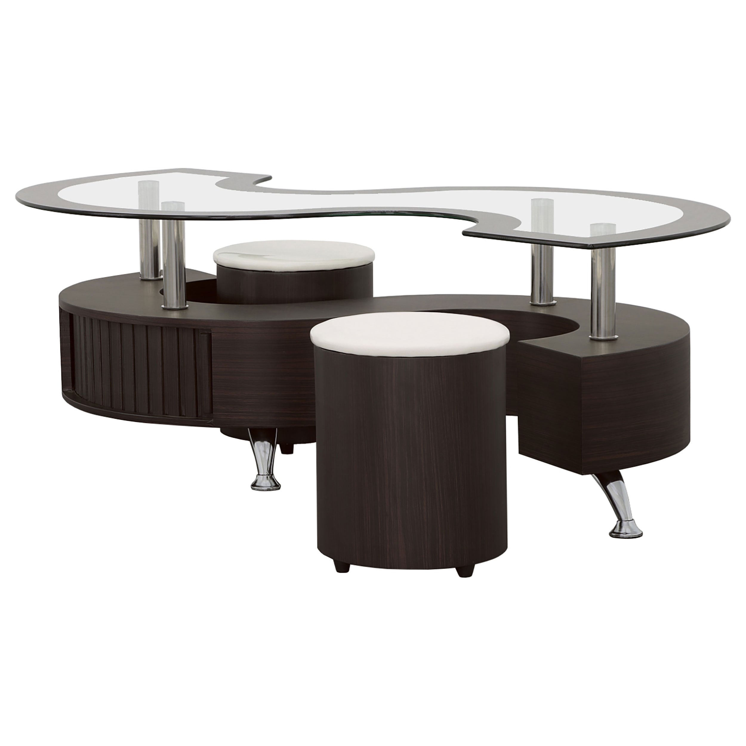 Buckley 3-piece Coffee Table and Stools Set Cappuccino-CoasterEssence