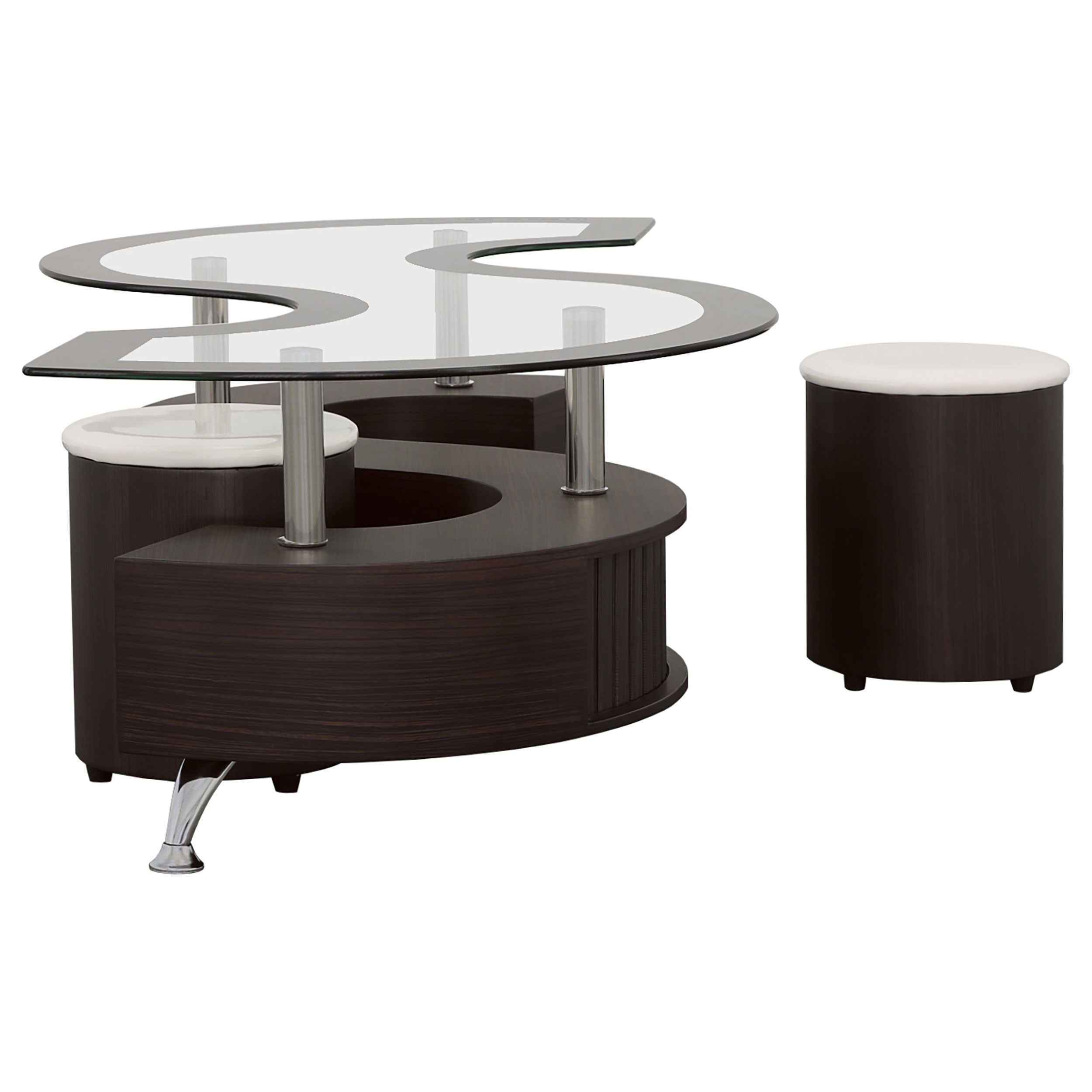 Buckley 3-piece Coffee Table and Stools Set Cappuccino-CoasterEssence