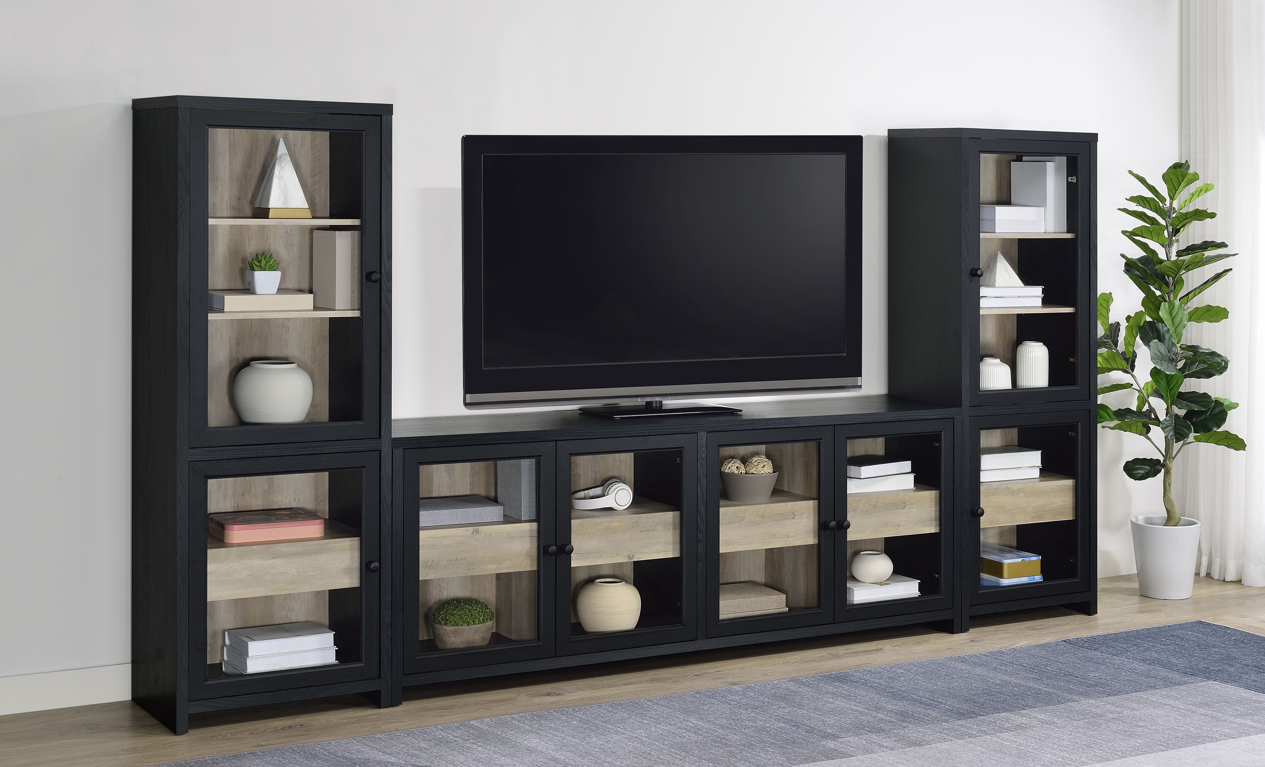 Denison 67-inch 2-door Media Tower Storage Cabinet Black-