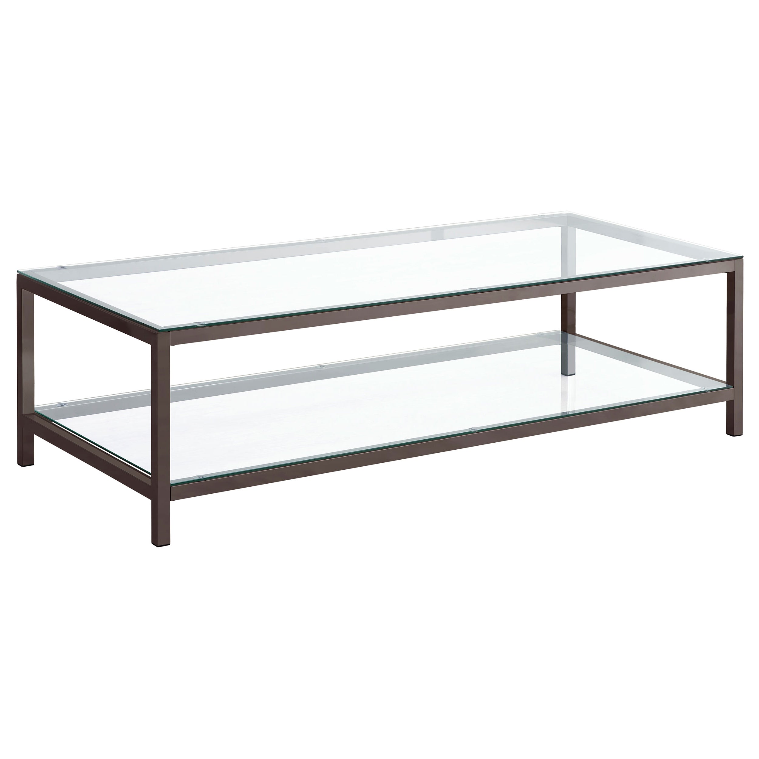 Trini 1-shelf Glass Top Coffee Table Black Nickel-CoasterEssence