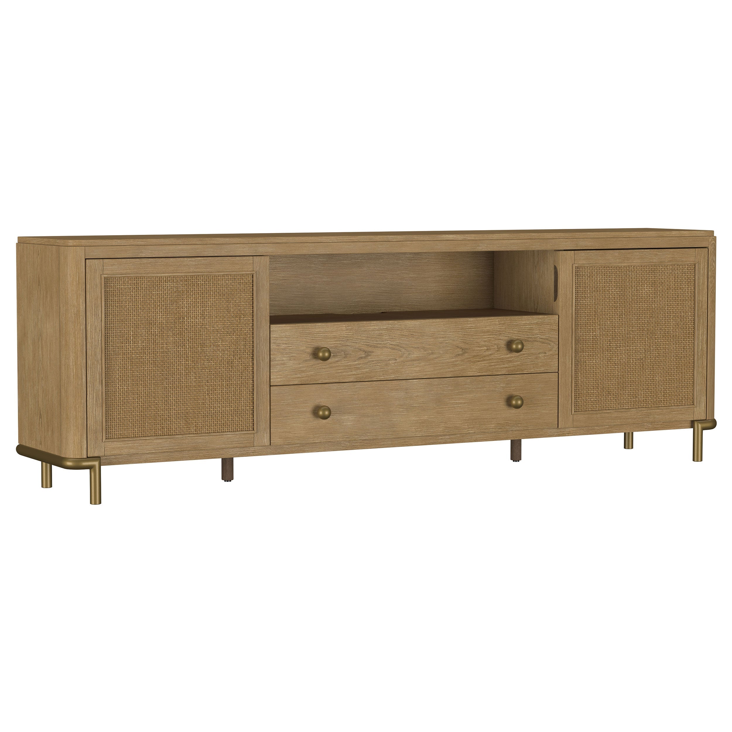 Arini Rattan Cane 2-door TV Stand Media Console Sand Wash-
