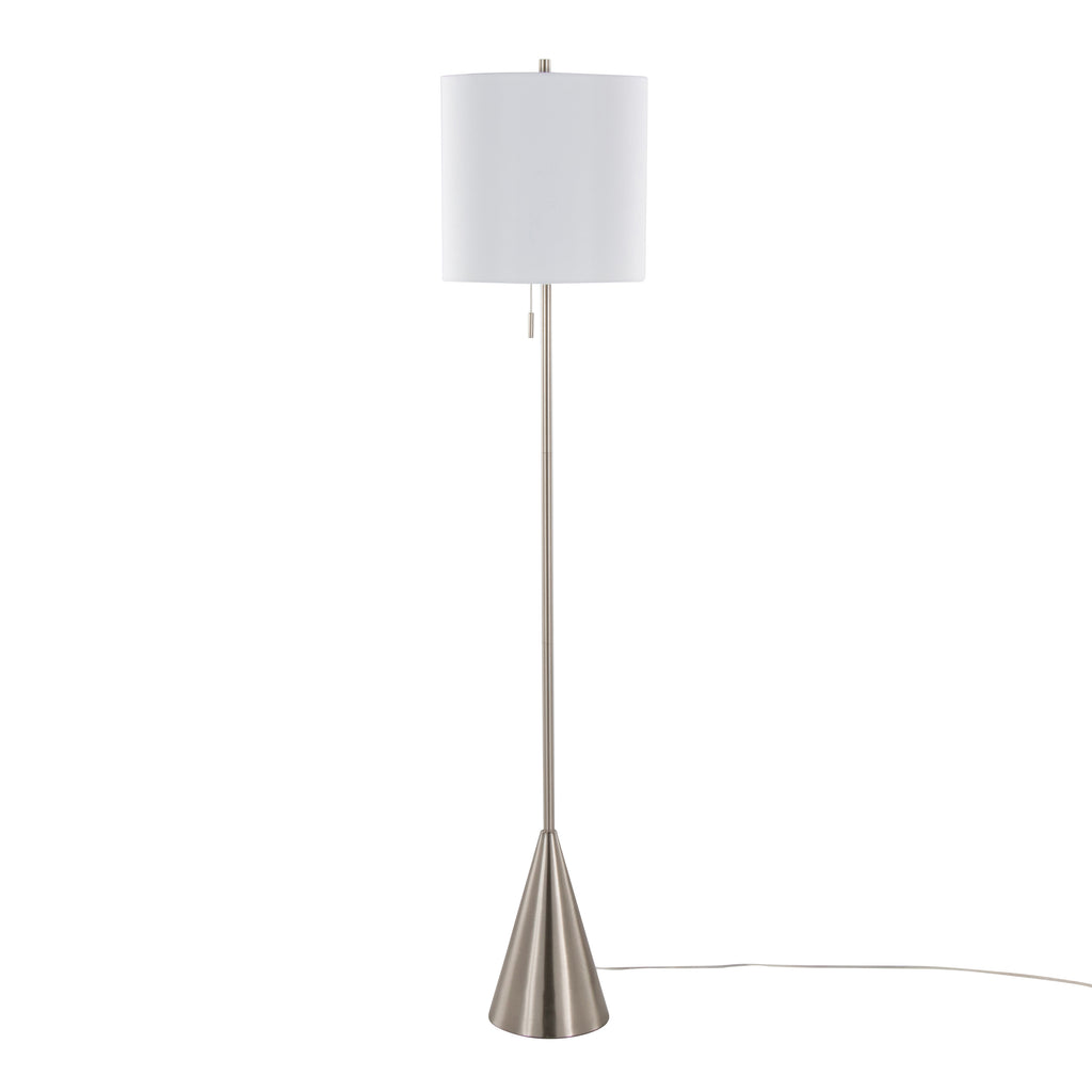64" Contemporary Metal Floor Lamp in Brushed Nickel