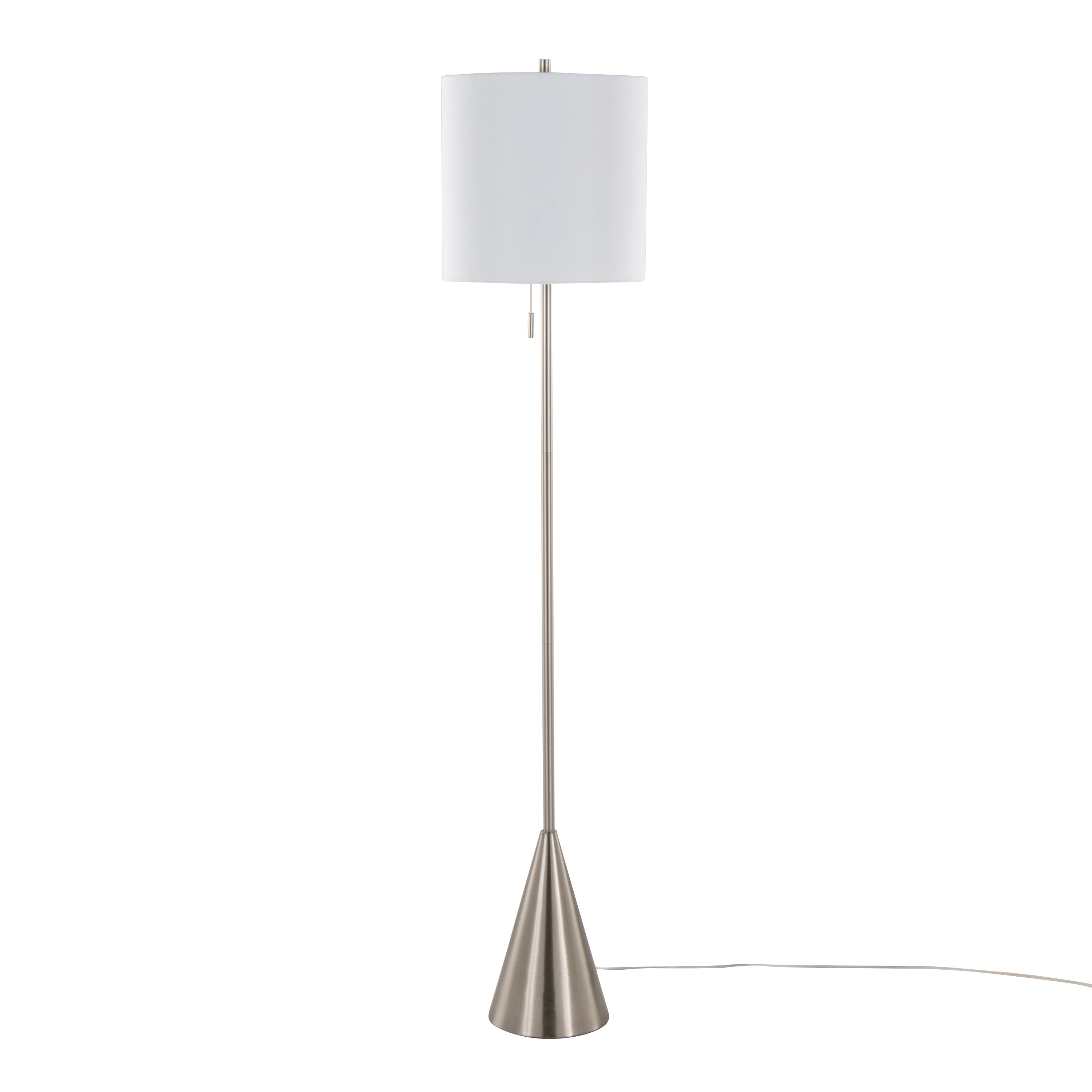 64" Contemporary Metal Floor Lamp in Brushed Nickel