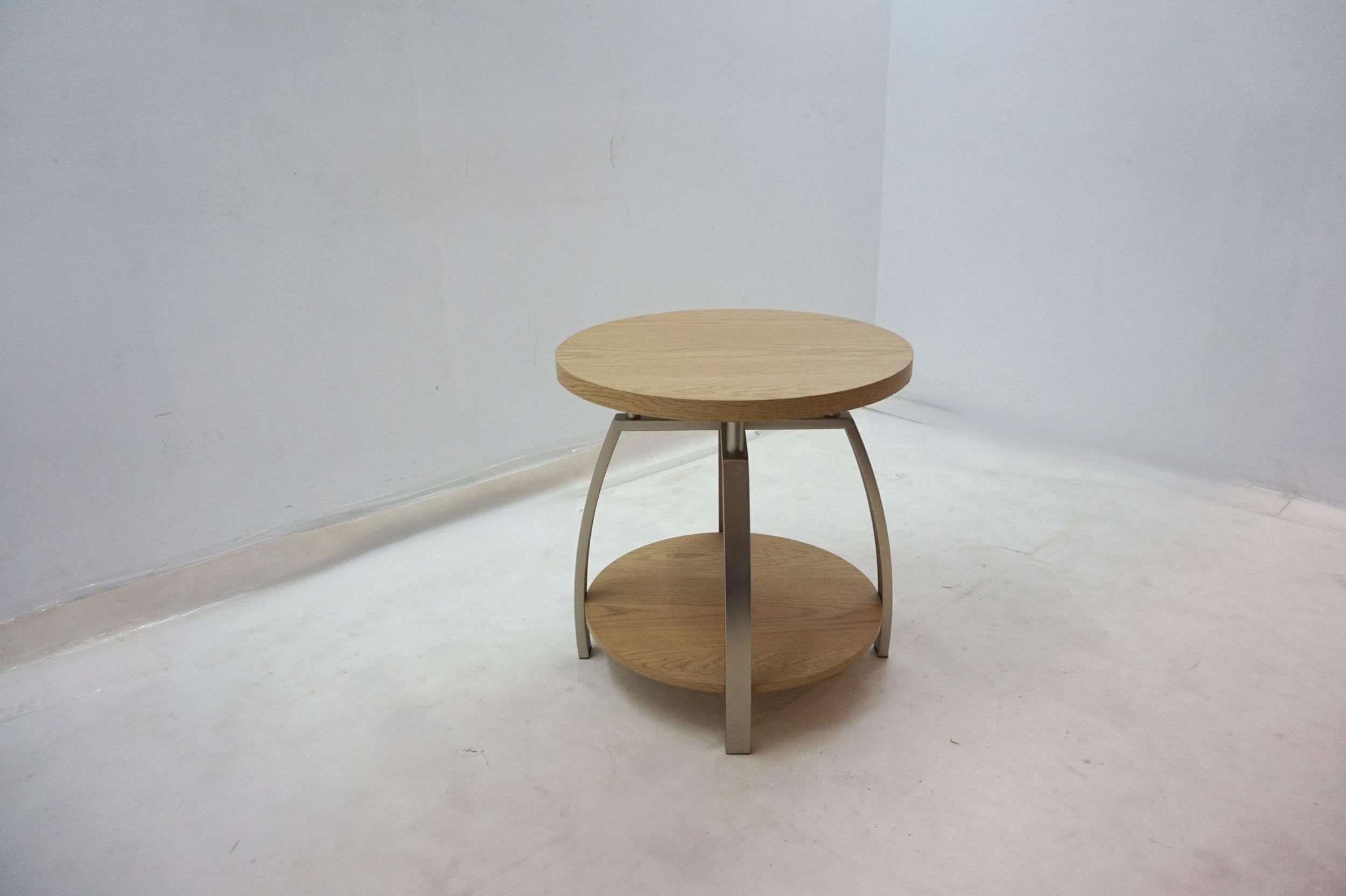 Dacre Round Engineered Wood Top Side End Table Greige-