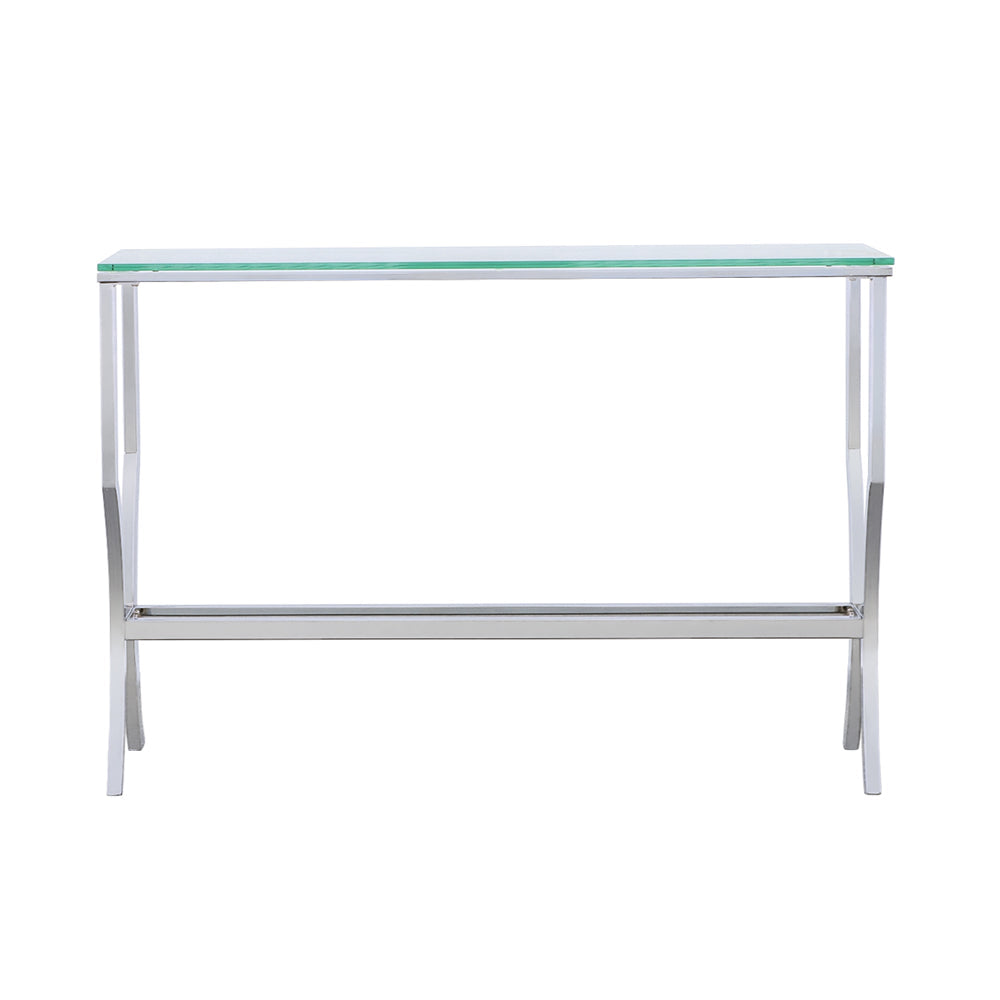 Saide Rectangular Glass Top Entryway Console Table Chrome-CoasterEssence