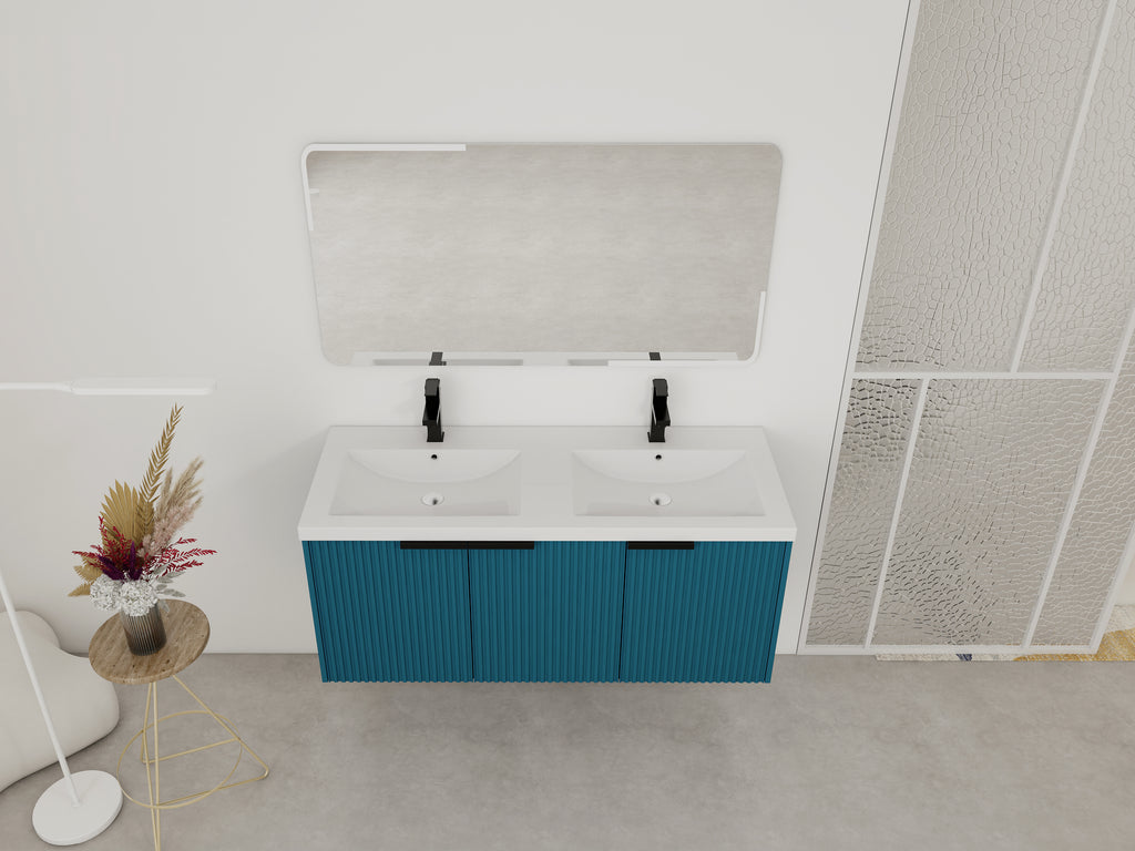 48" Wall Mounted Bathroom Vanity with Resin Double Sink