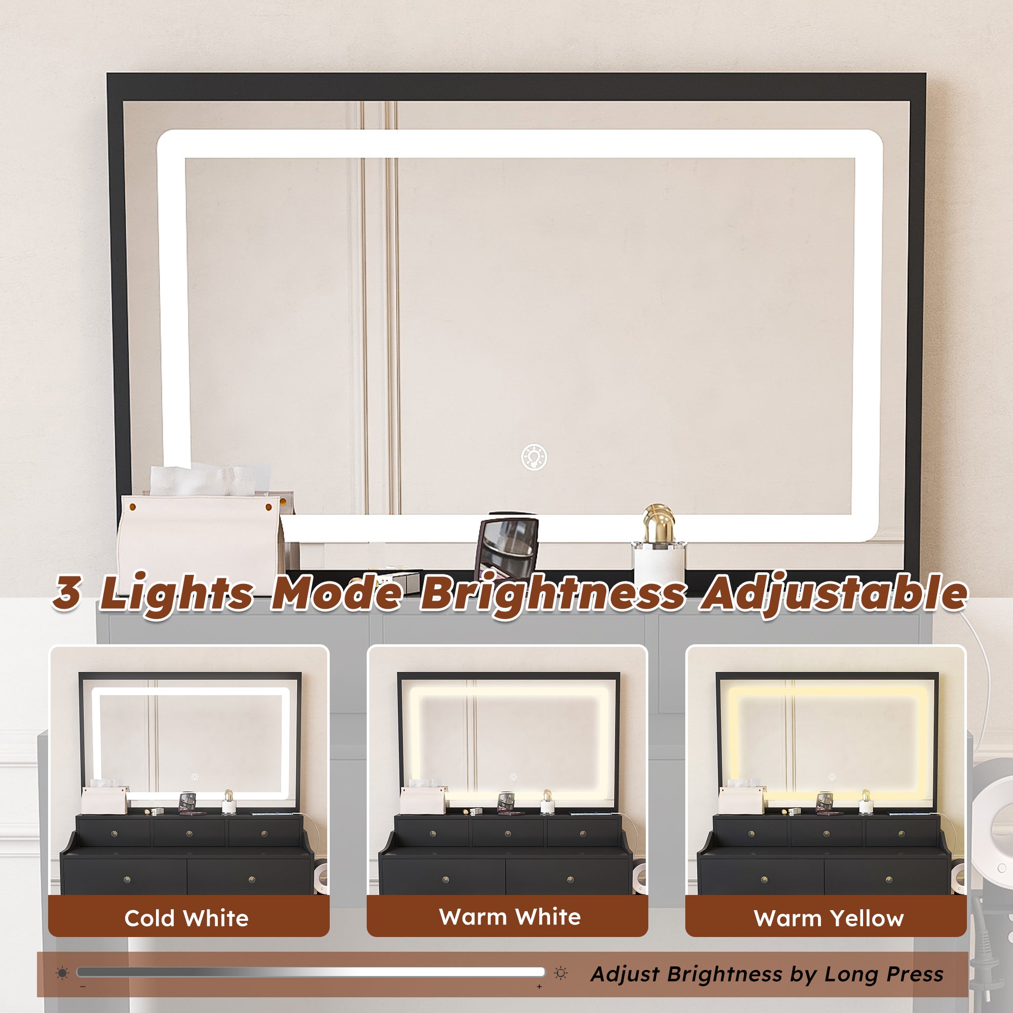 New Large Mirror Vanity Desk for Bedroom