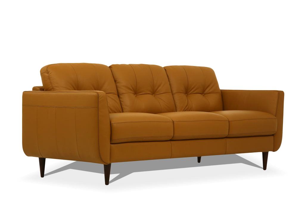 Radwan Camel Leather Sofa (Assembled)