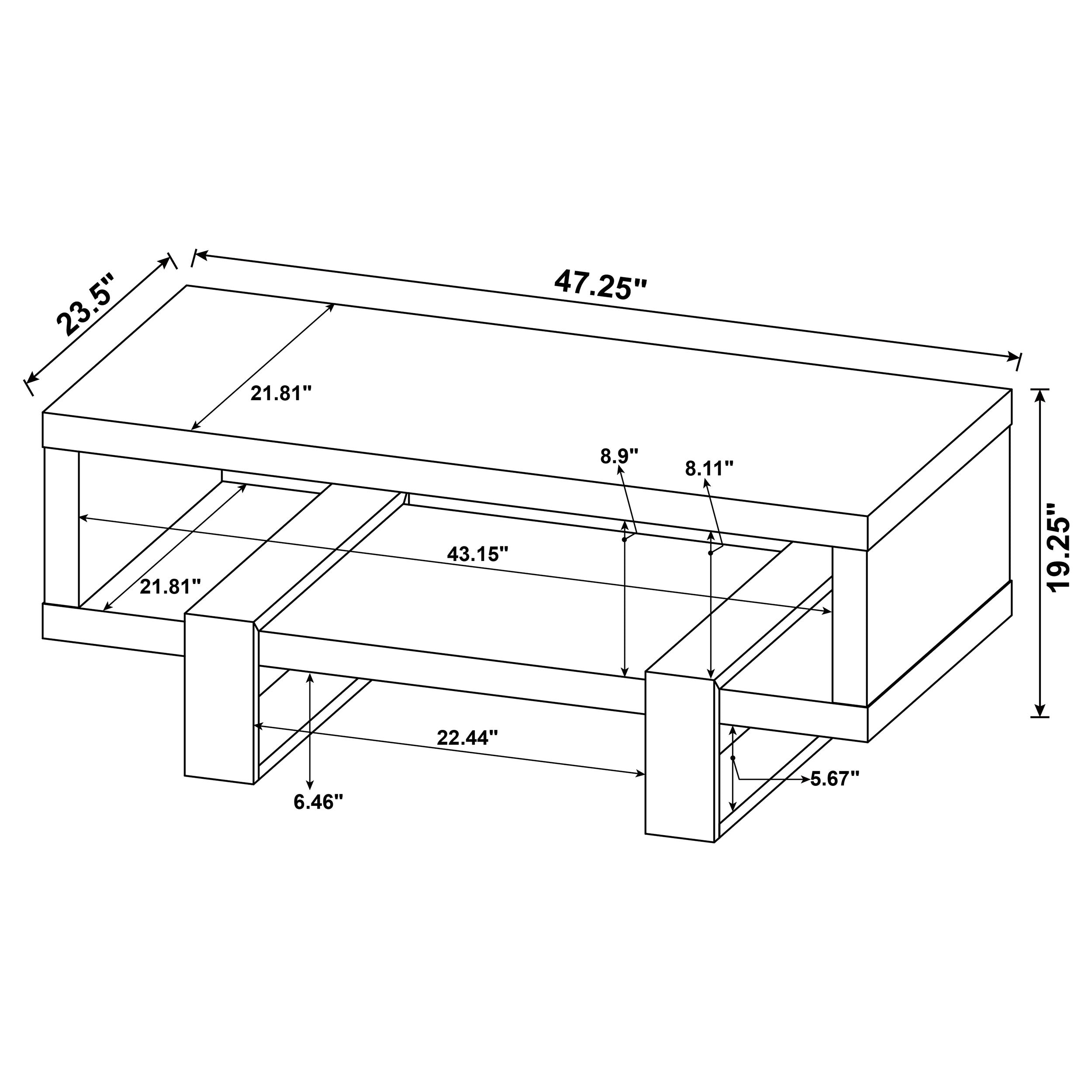 Dinard Engineered Wood Cocktail Coffee Table Grey Driftwood-CoasterEssence