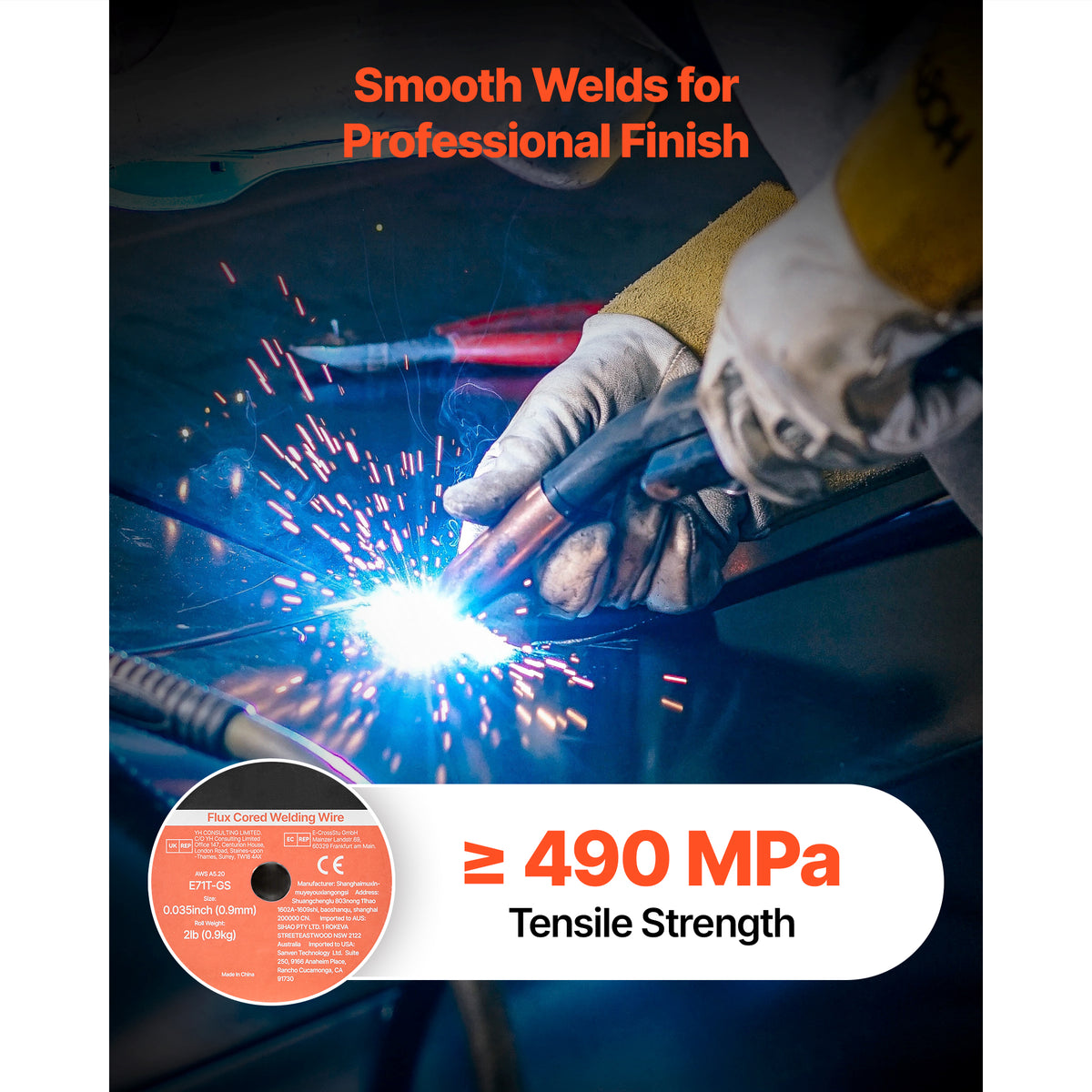 Flux Core MIG Welding Wire, E71T-GS 0.035-inch, 2 LBS