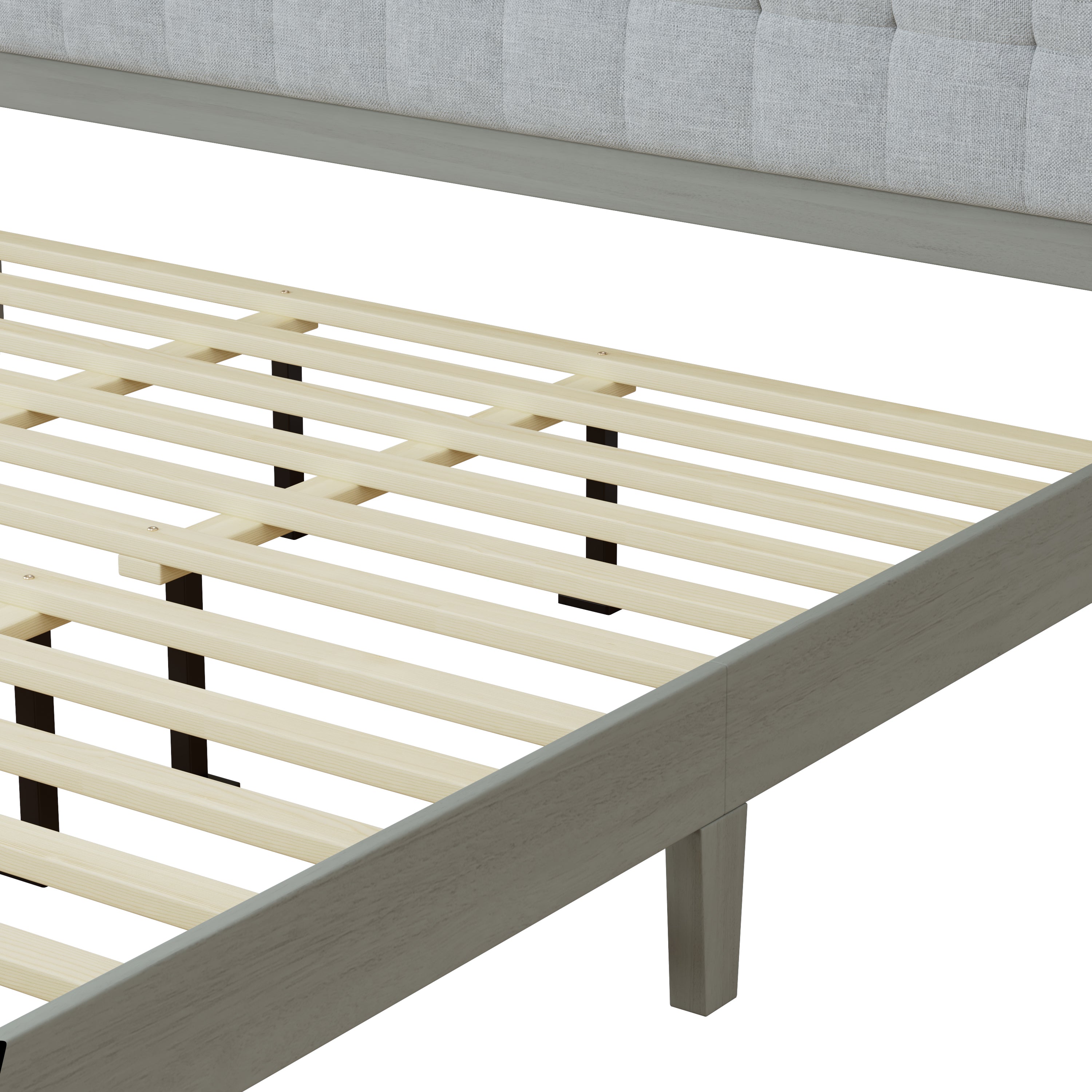 Solid Wood Platform Upholstered Headboard California King Bed