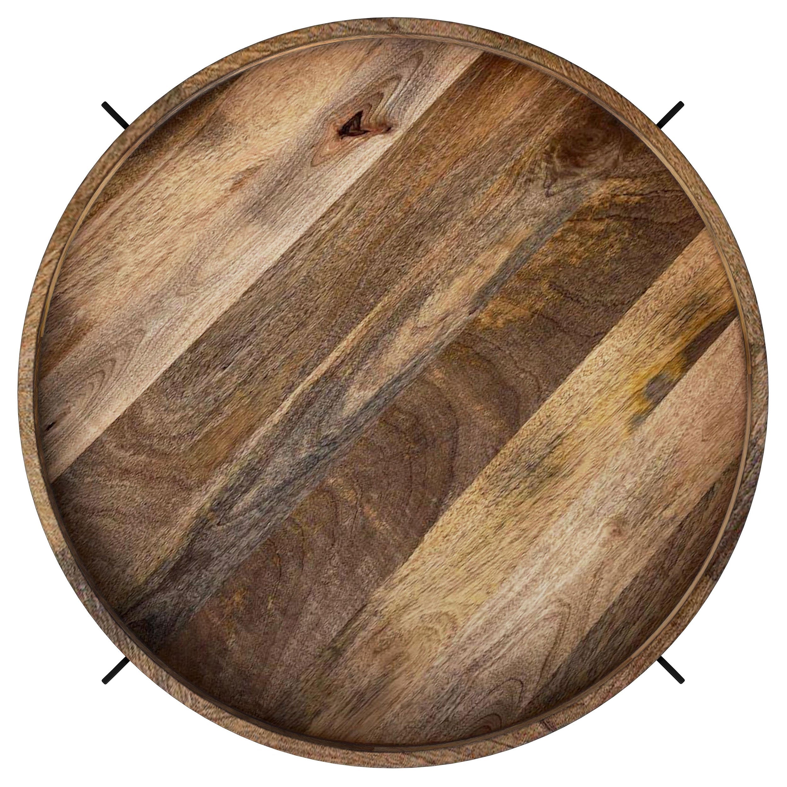 Adhvik Round Wood Top Marble Shelf Coffee Table Natural-