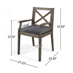 7 Pieces Acacia Wood Outdoor Dining Set with Dark