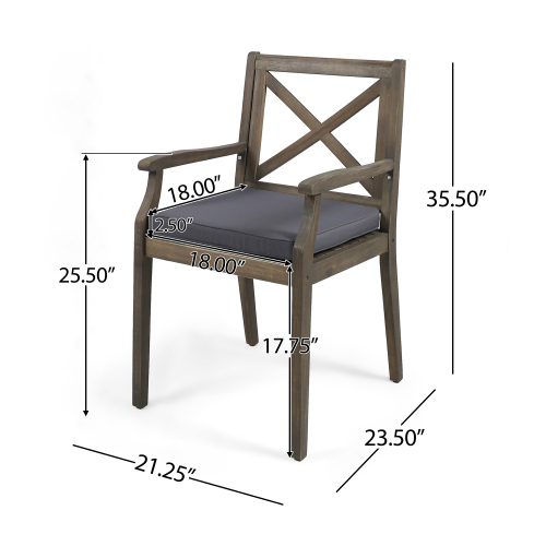 7 Pieces Acacia Wood Outdoor Dining Set with Dark