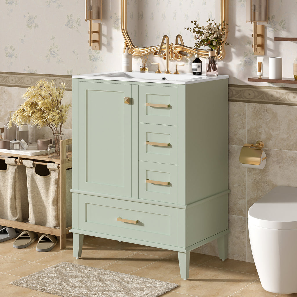 24.8" Bathroom Vanity with Ceramic Sink