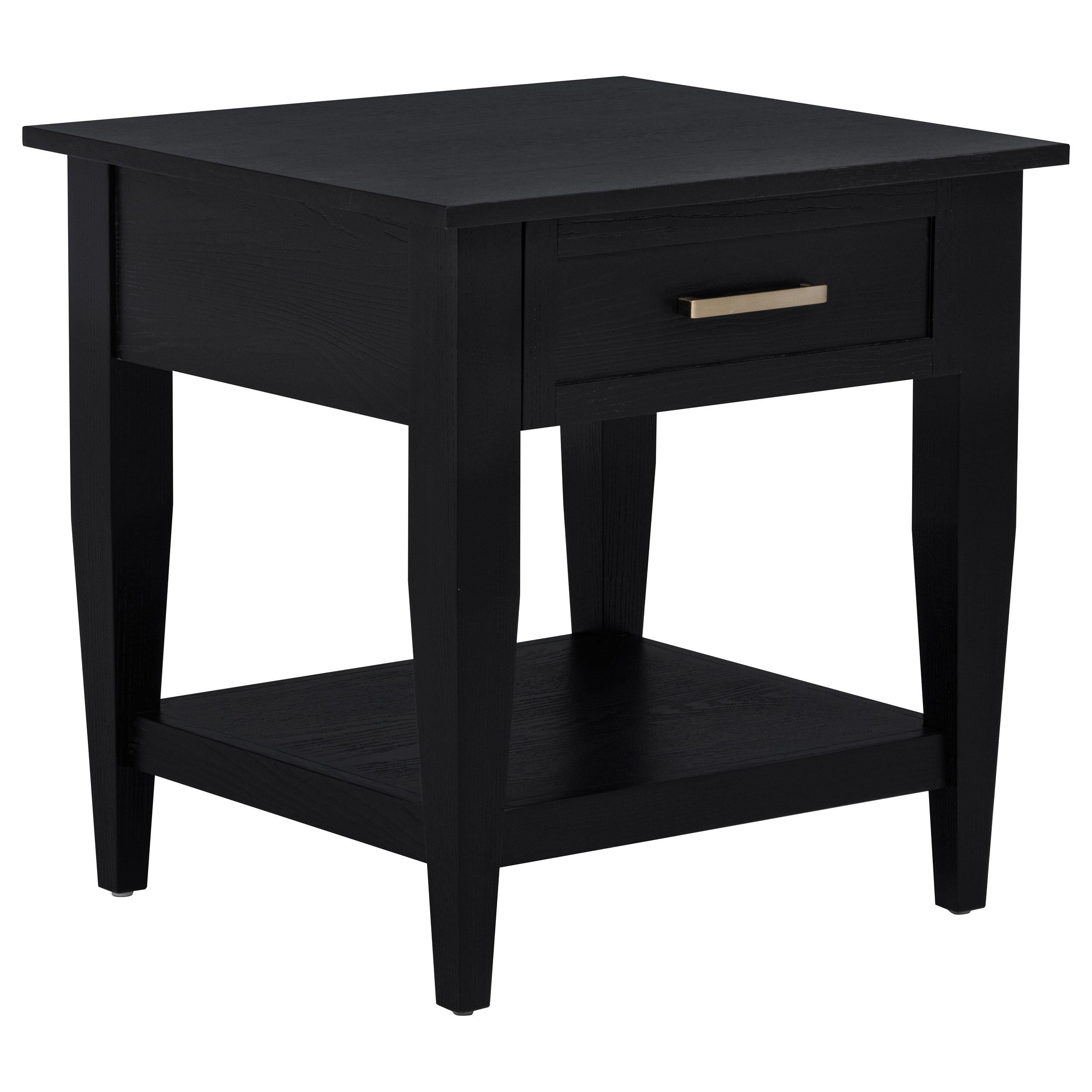 Lindenton 1-drawer Wood Occasional Side End Table Black-