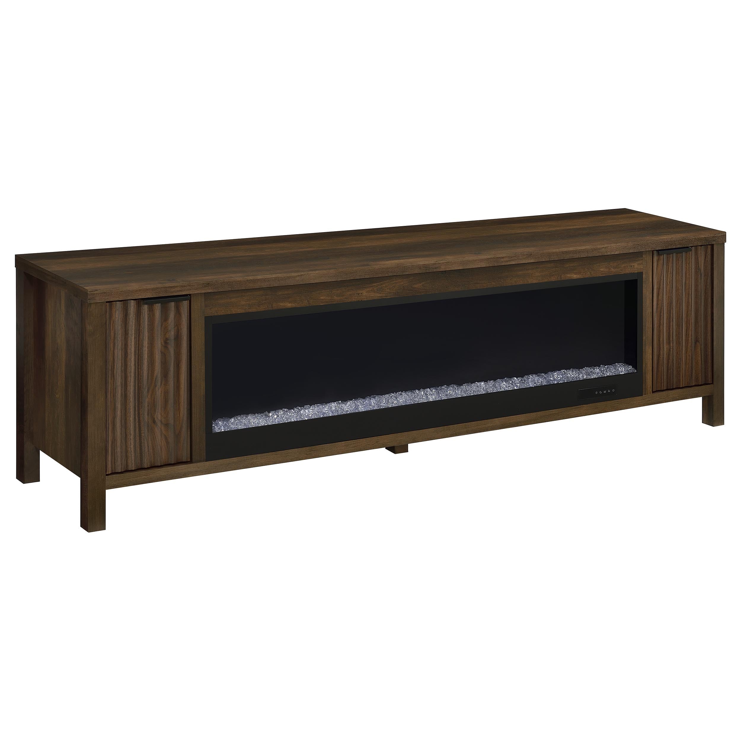 Carey 79-inch TV Stand Fireplace Media Console Dark Pine-
