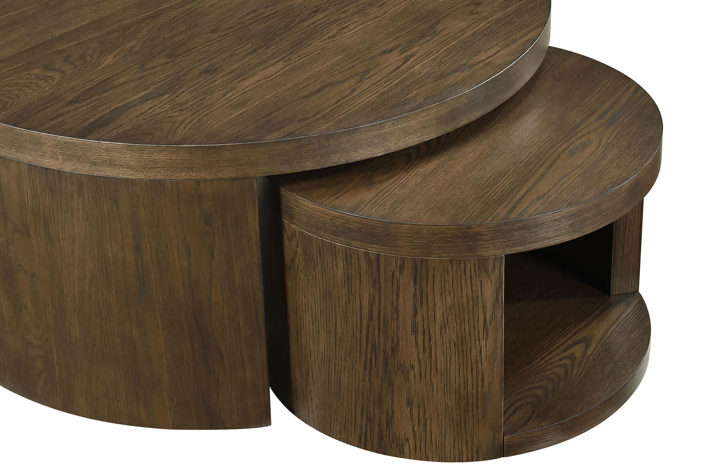 Sweeney 2-piece Round Wood Occasional Nesting Table Set Dark Walnut-