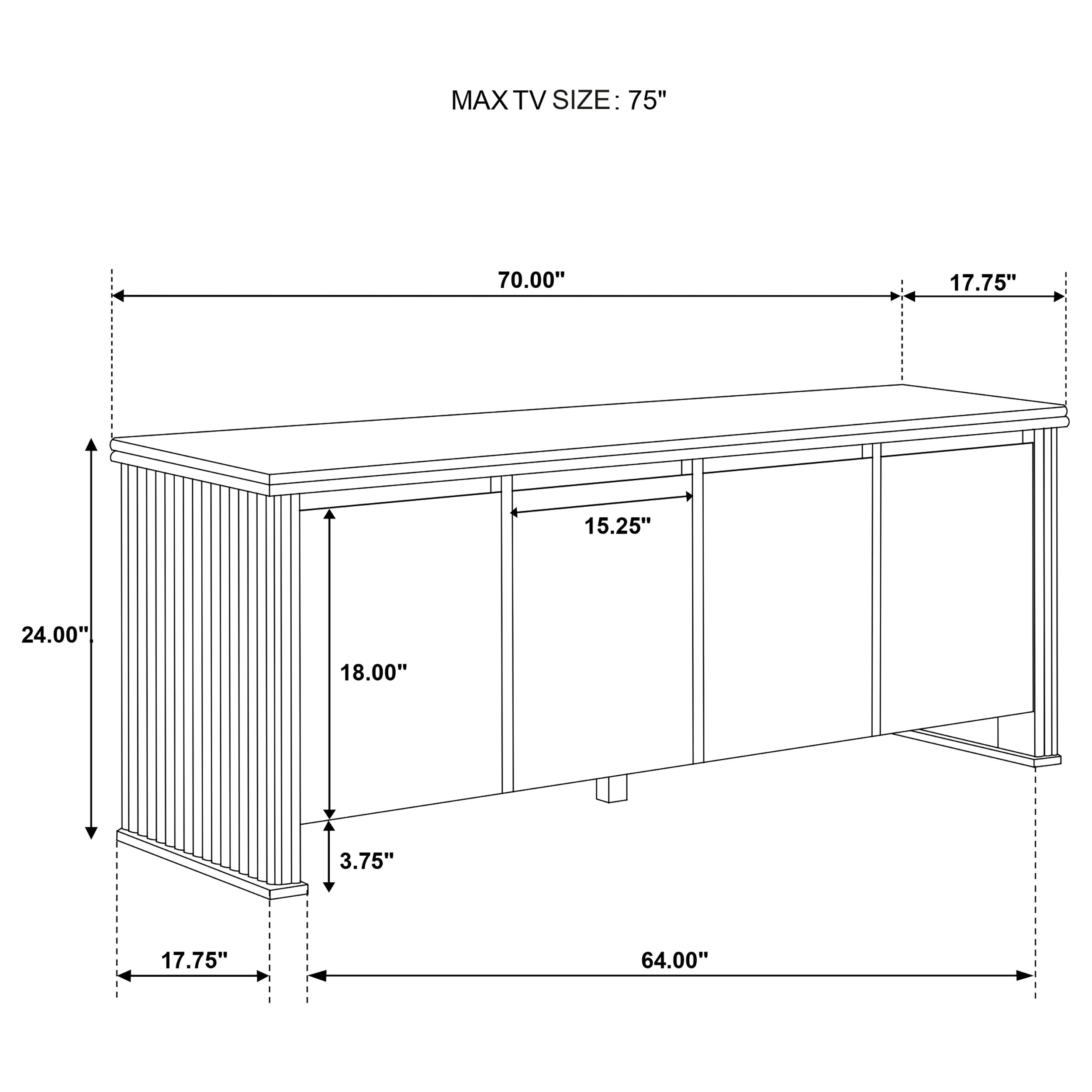 Adina 70-inch TV Stand Media Console Distressed Light Brown-