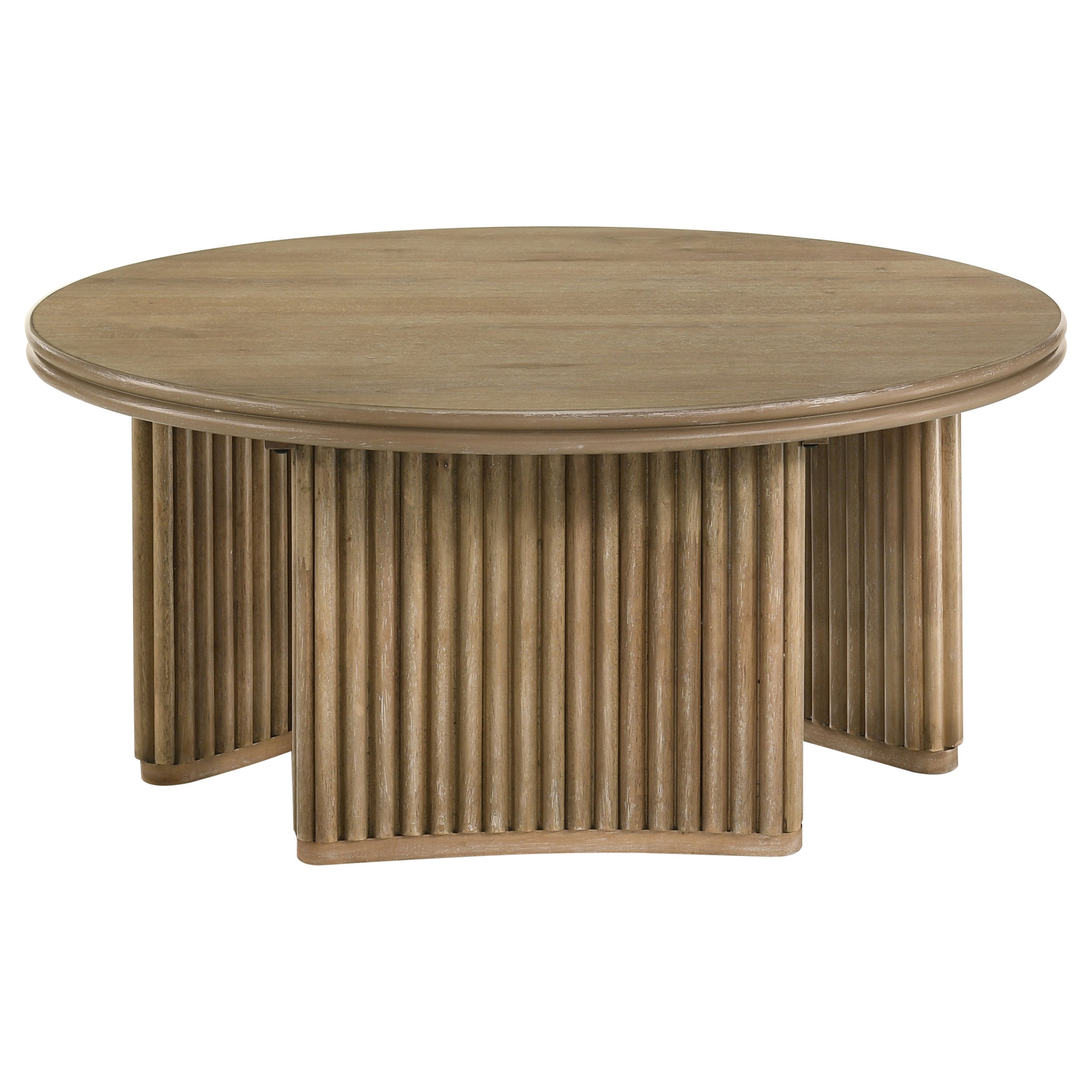 Adina 36-inch Round Wood Coffee Table Distressed Light Brown-