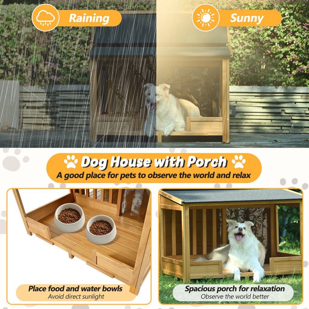 60.2" Large Outdoor Dog House with Insulated Liner
