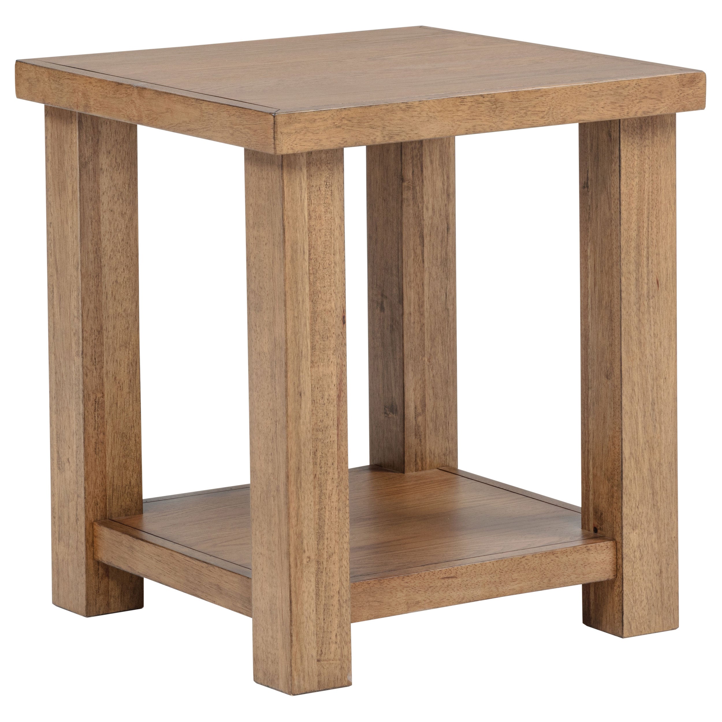 Beasley Square Wood End Side Table With Shelf Golden Oak-
