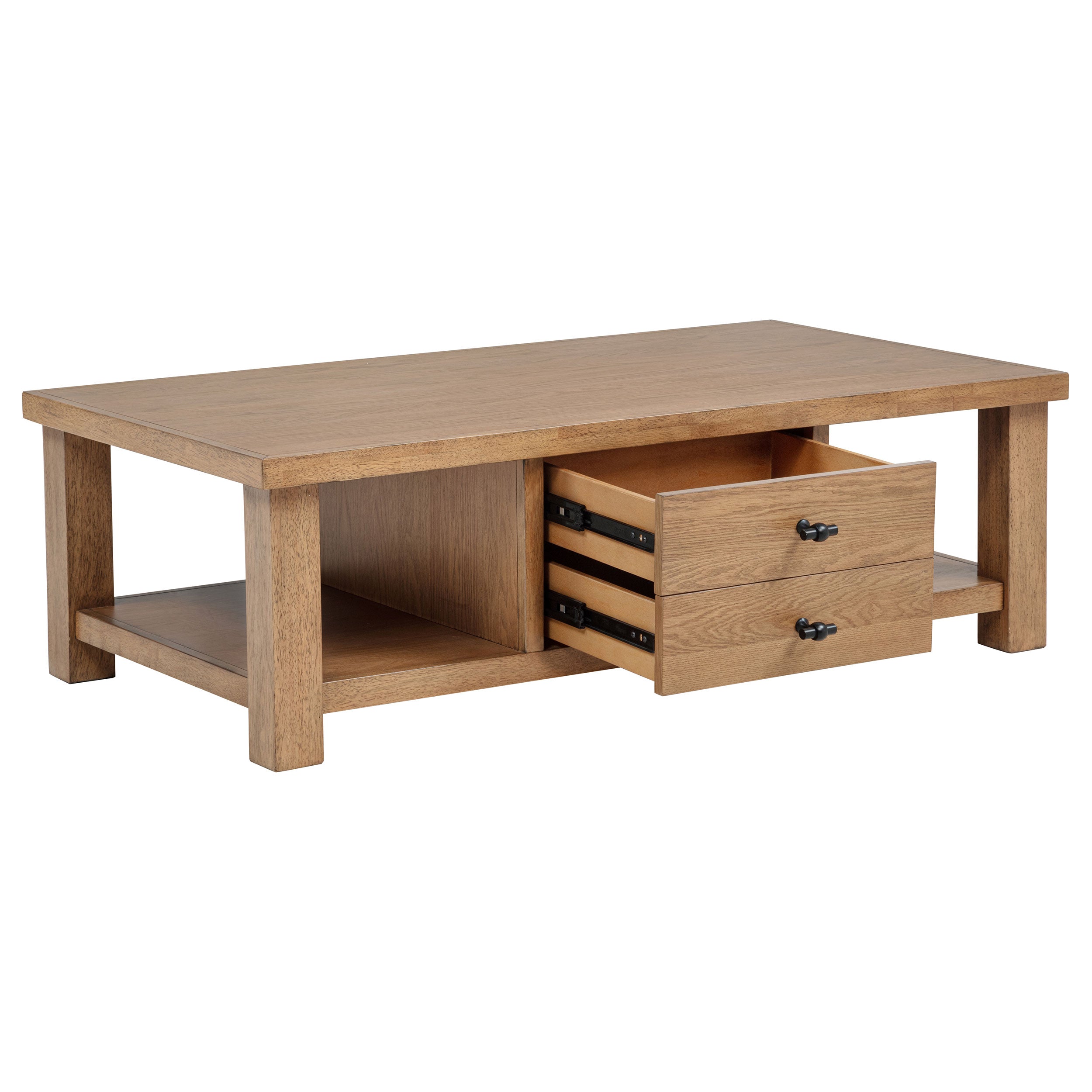 Beasley 2-Drawer Wood Coffee Table Golden Oak-