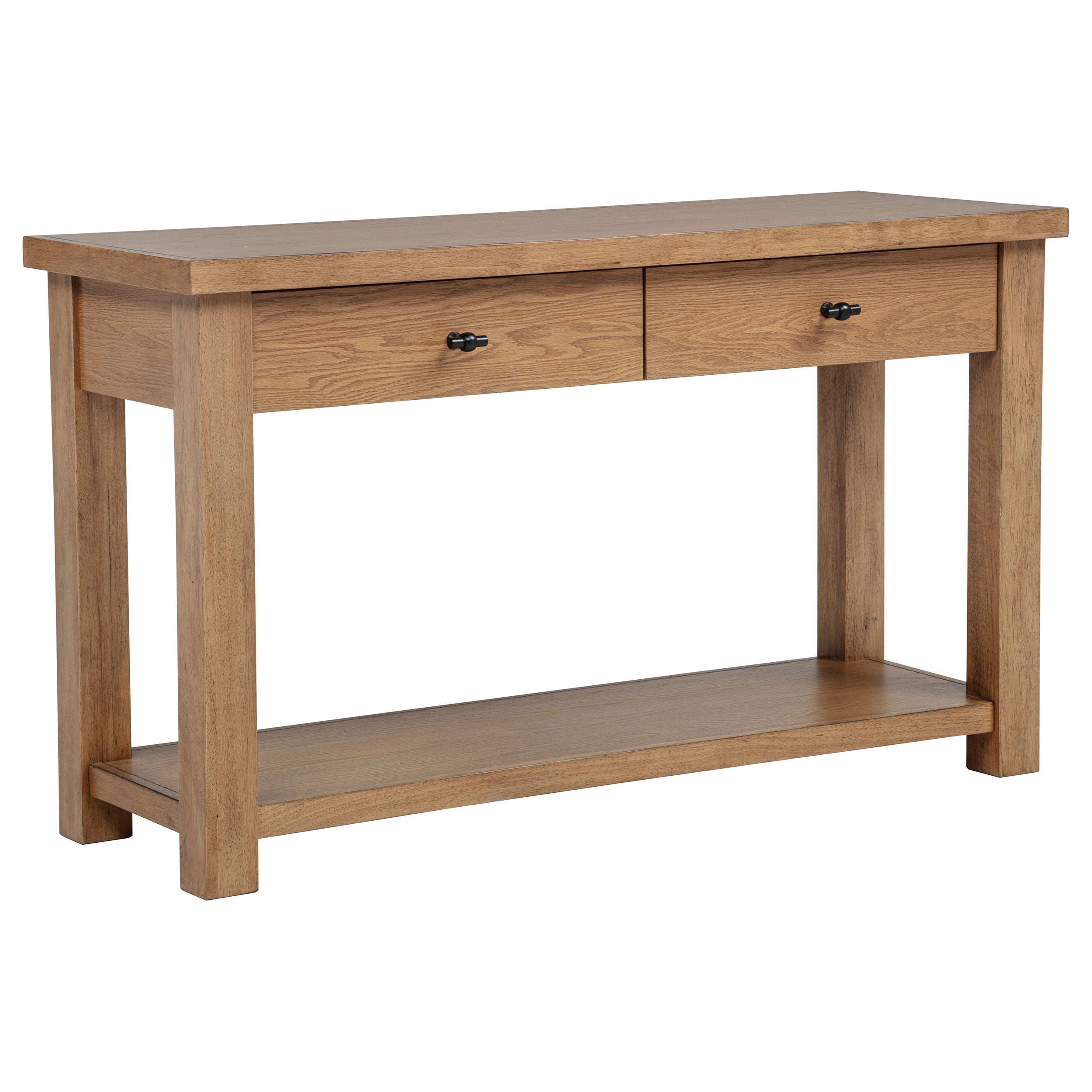 Beasley 2-Drawer Wood Console Table Golden Oak-