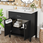 30-Inch Bathroom Vanity with Ceramic Sink and Ample Storage