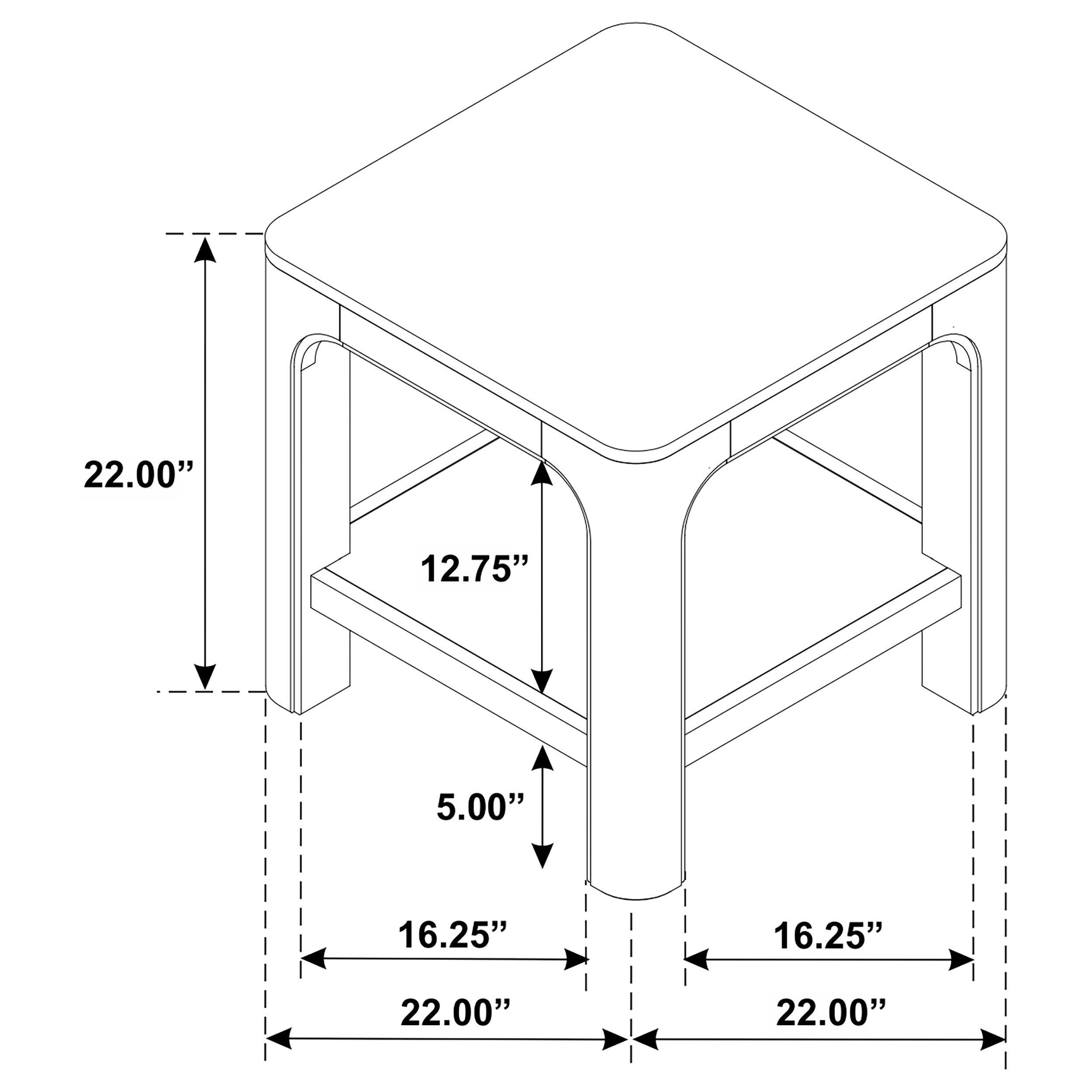 Solano Square Wood Side End Table with Shelf Weathered Mango-