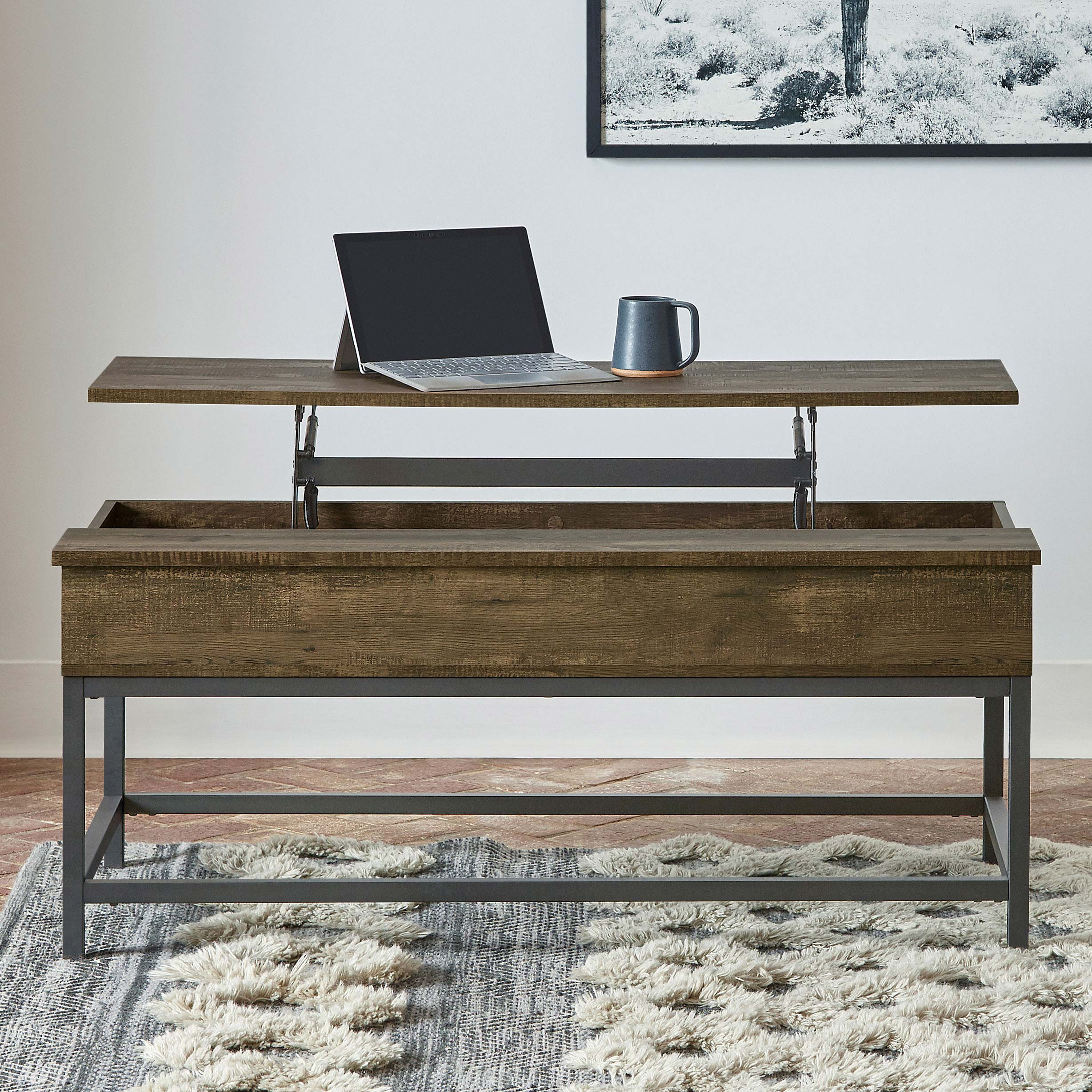 Byers Engineered Wood Lift Top Coffee Table Brown Oak-CoasterEssence