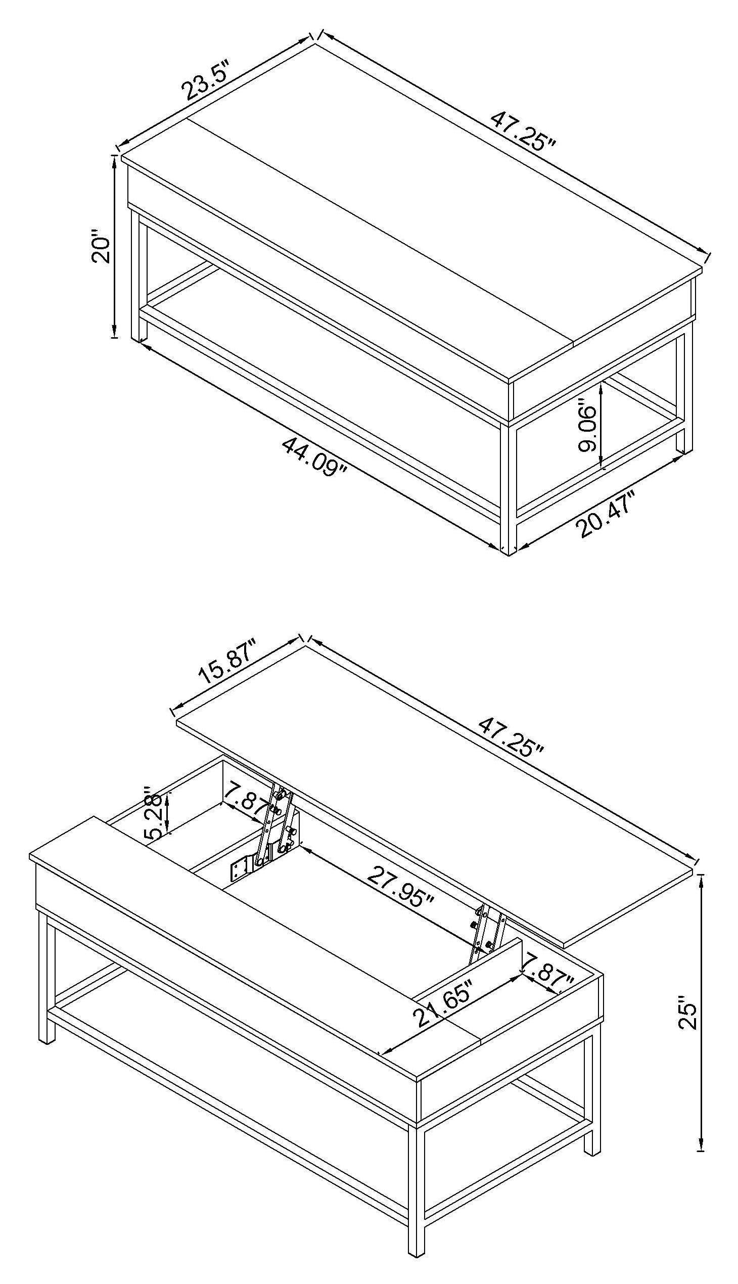 Byers Engineered Wood Lift Top Coffee Table Brown Oak-CoasterEssence