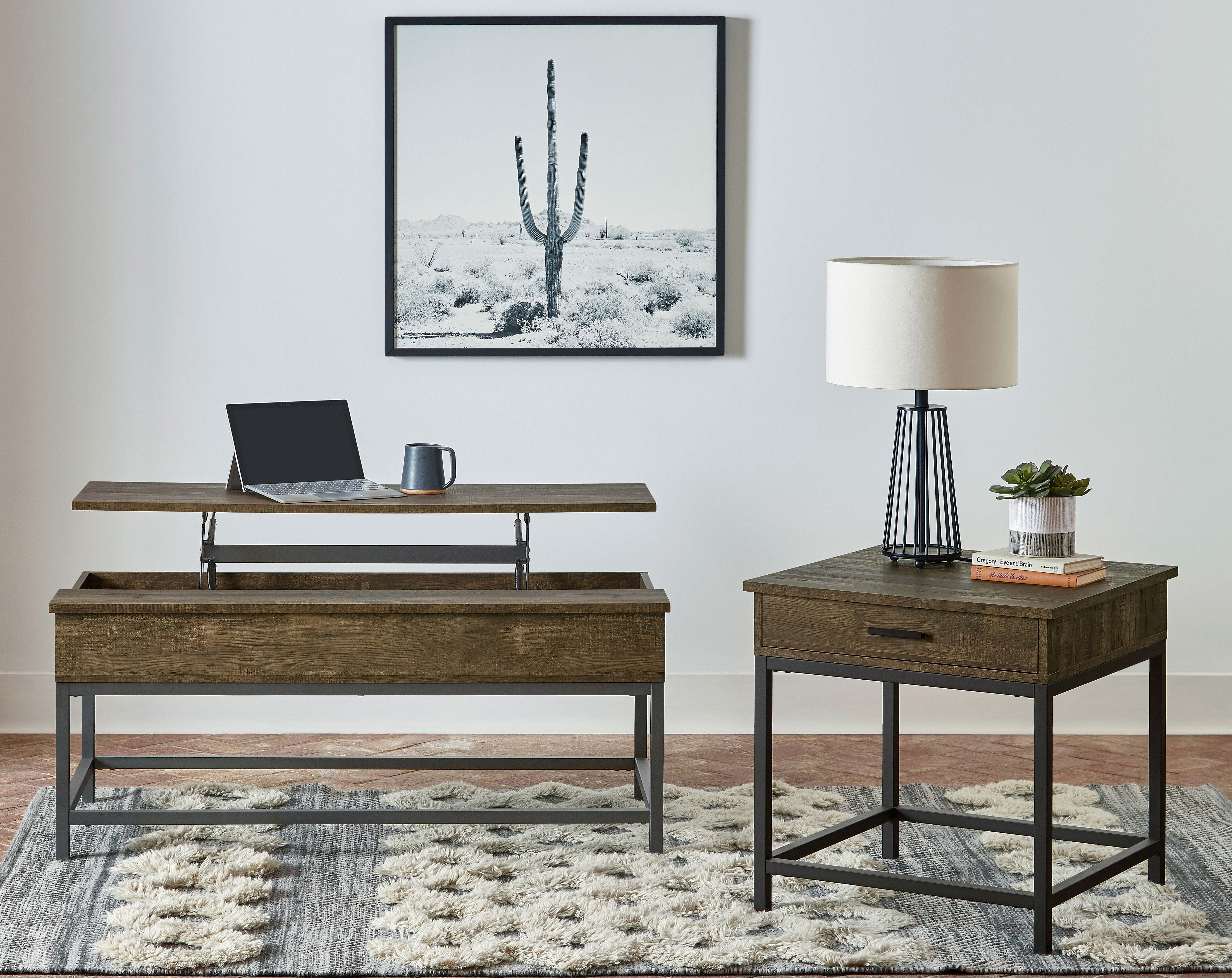 Byers Engineered Wood Lift Top Coffee Table Brown Oak-CoasterEssence