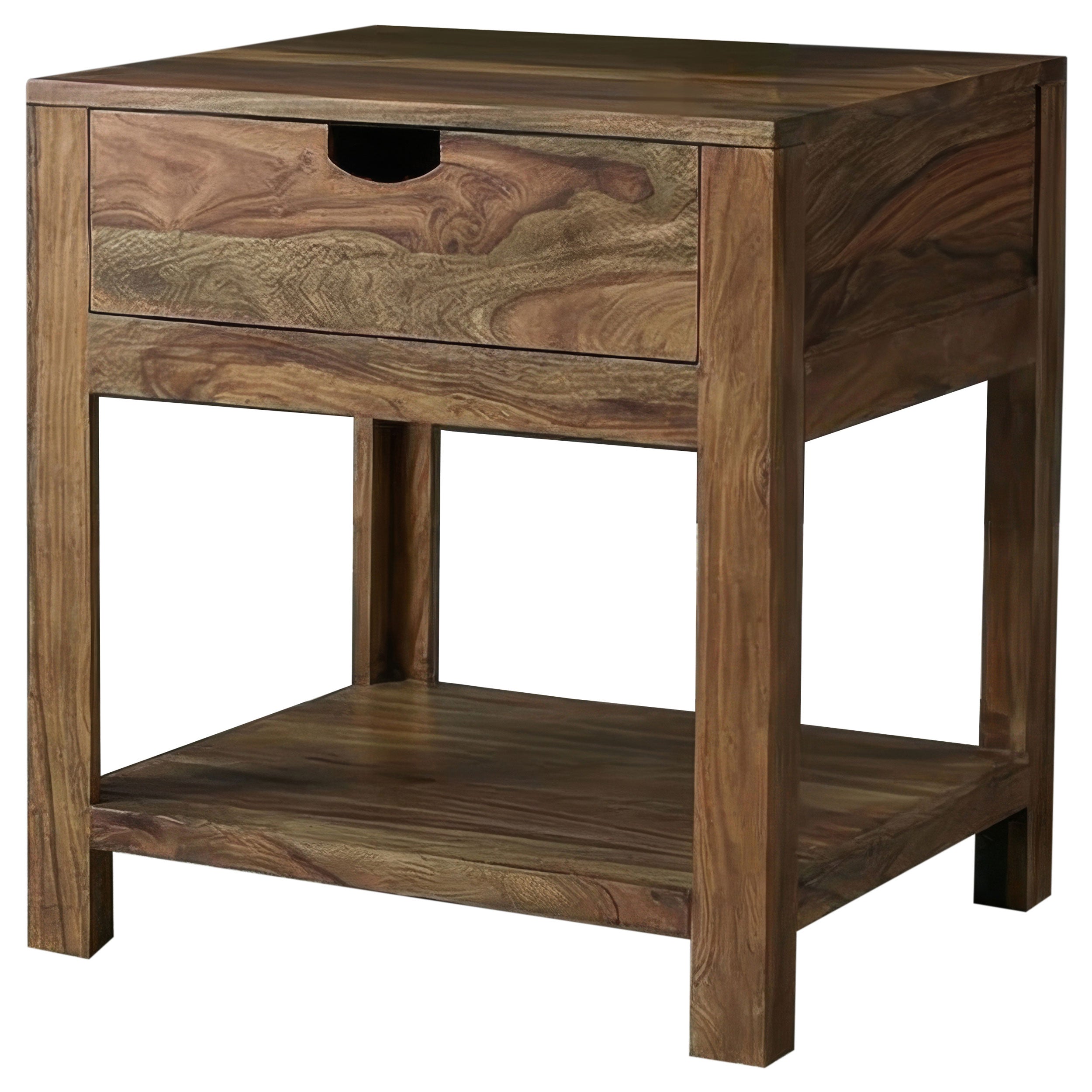 Esther 1-drawer Solid Wood Side End Table Natural Sheesham-