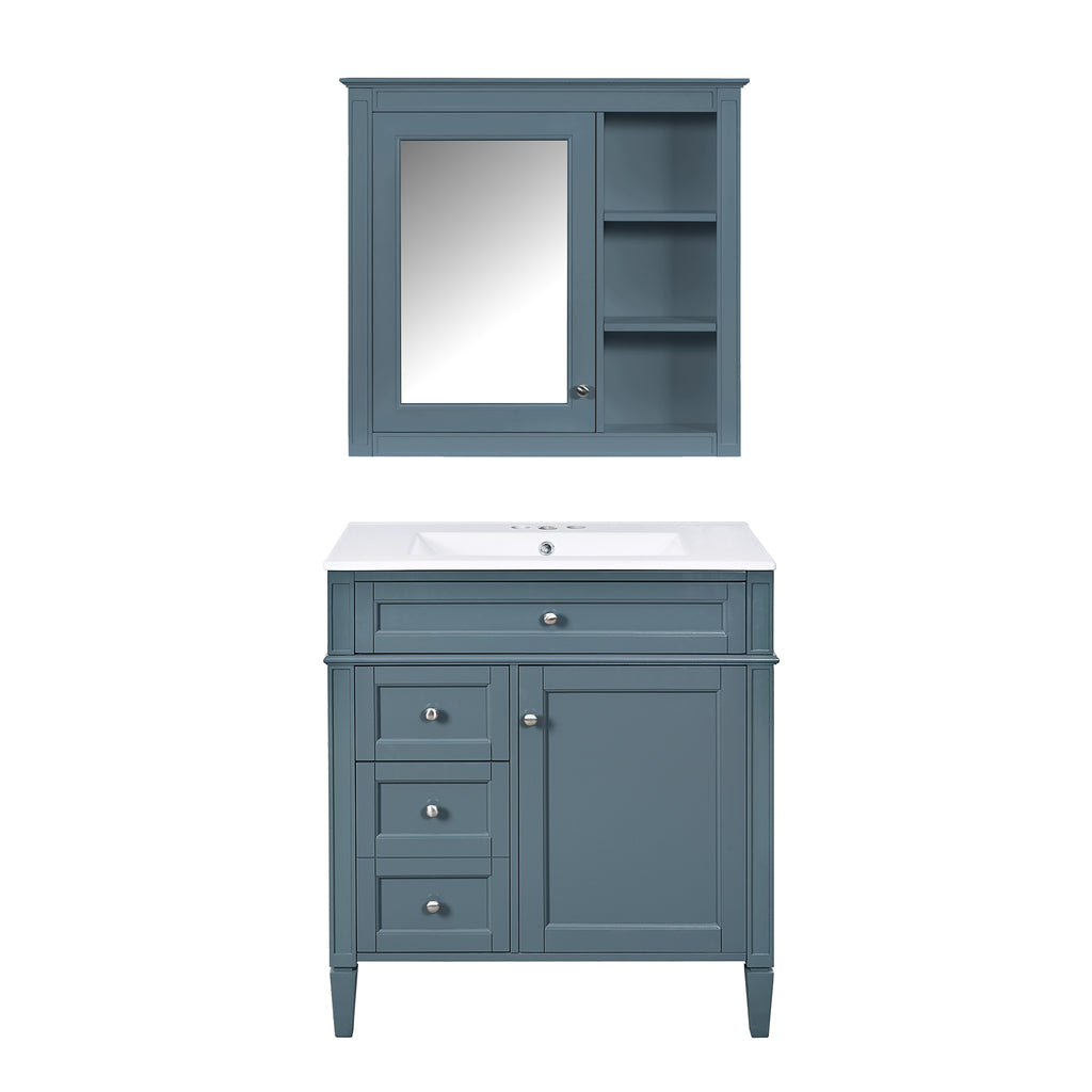 30'' Bathroom Vanity with Top Sink and Mirror Cabinet