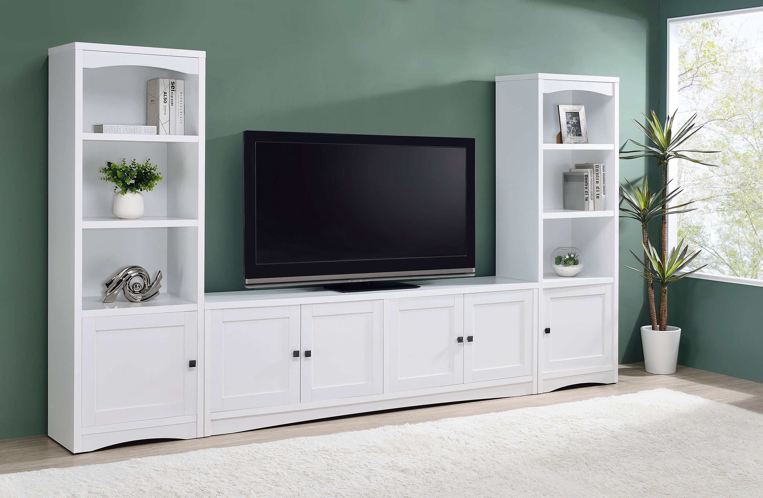 Laughlin 4-door Engineered Wood 78-inch TV Stand White-
